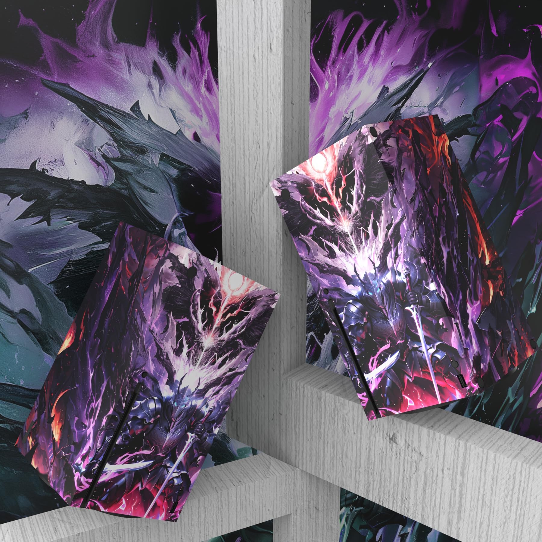 PlayVital Skin Autocollant Decal pour Xbox Séries X Console Manette,Habillages Vinyle Cover Sticker pour Xbox Séries X Console-Chevalier du Mal