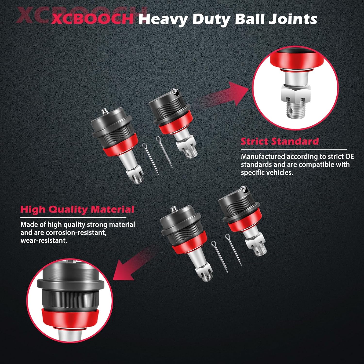 10642 4PCS Heavy Duty Suspension Ball Joints Upper and Lower Compatible with Jeep for Cherokee 1984-2001, for Comanche 1986-1992, for Grand Cherokee 1993-1998, for Wrangler 1987-2006