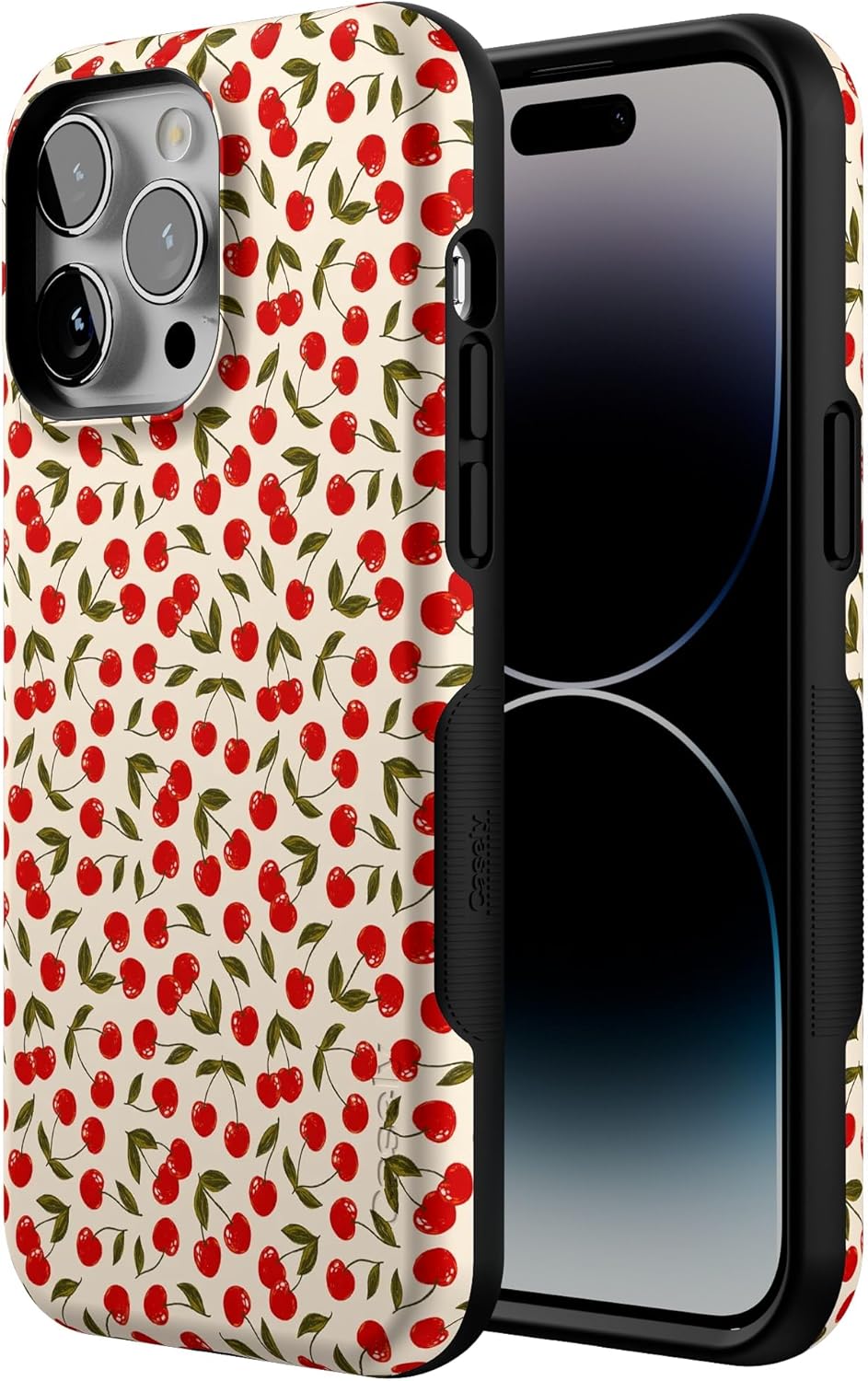 Casely iPhone 14 Pro Max Case | Cherry on Top | Red Cherries | Bold Protective Design | Compatible with MagSafe