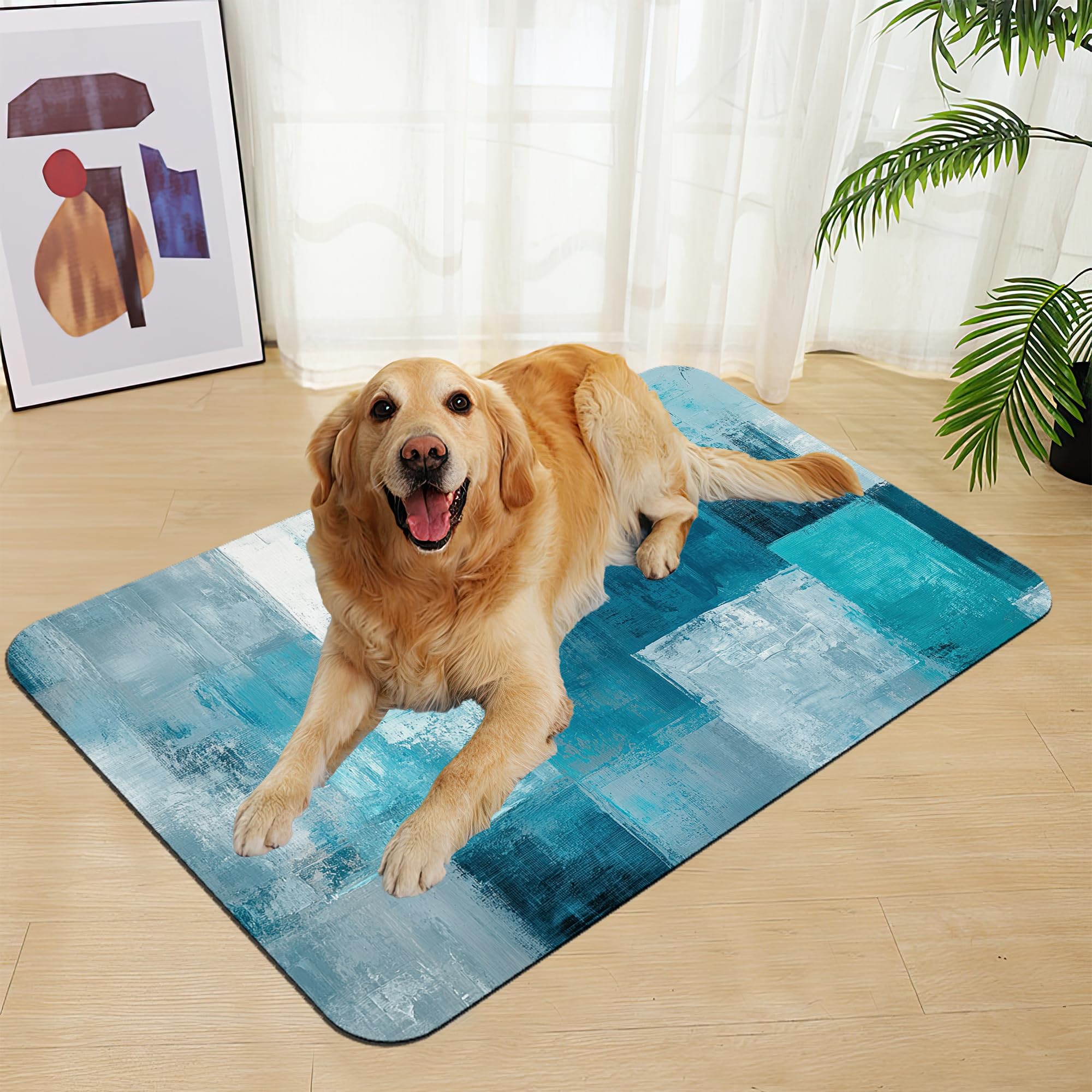 Tapis de nourriture pour chien et chat - Tapis de table absorbant et imperméable pour gamelles d'eau et de nourriture - Dos en caoutchouc antidérapant - Tapis d'alimentation pour sols propres - 30,5 x