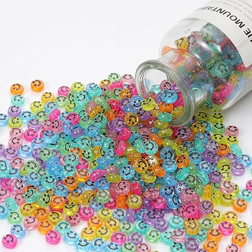 Miniatura 3 de Cuentas de cara sonriente, cara feliz de 0.394 in, acrílico, bonitas cuentas espaciadoras, fabricación de collares y pulseras, suministros de