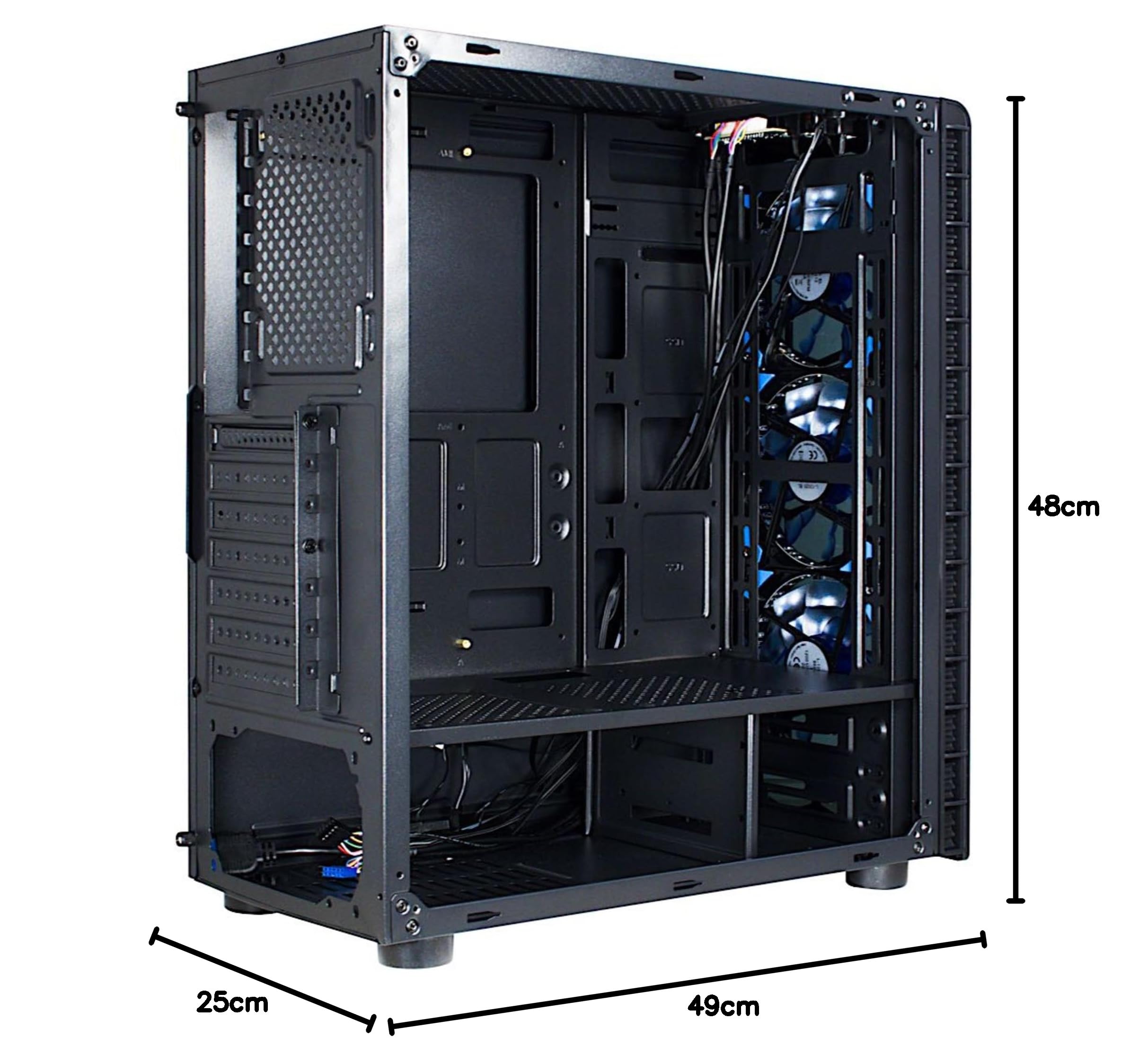 Inter-Tech CXC2 Torre Negro - Caja de ordenador (Torre, PC, Vidrio templado, Negro, ATX,ITX,Micro ATX, Azul)