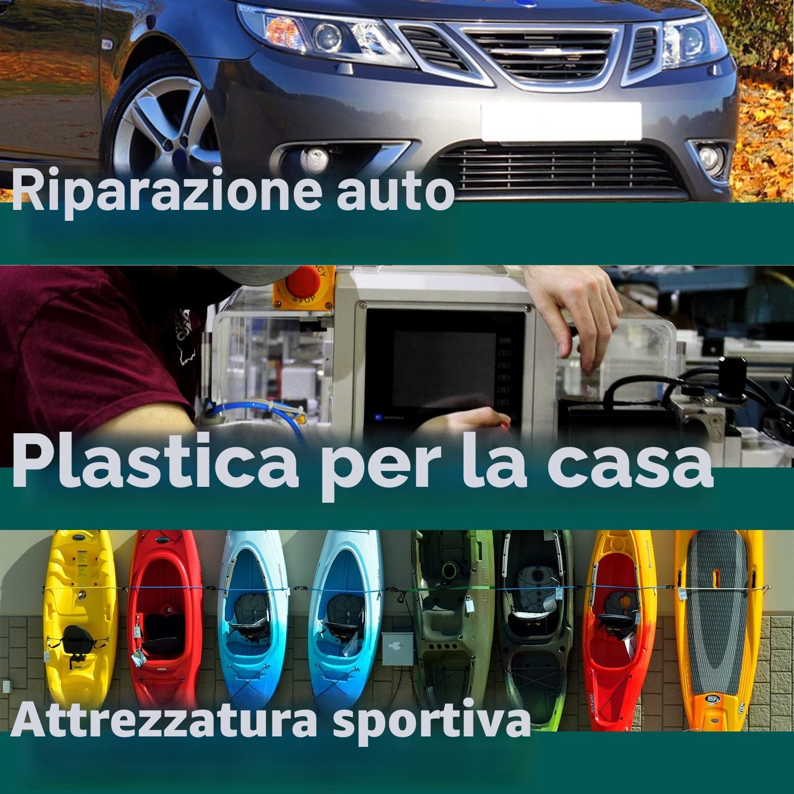 YIHUA 960-V saldatore per plastica con luce a LED 200 graffette calde per la riparazione di crepe plastiche, paraurti auto e serbatoi di carburante in plastica(EU Plug)