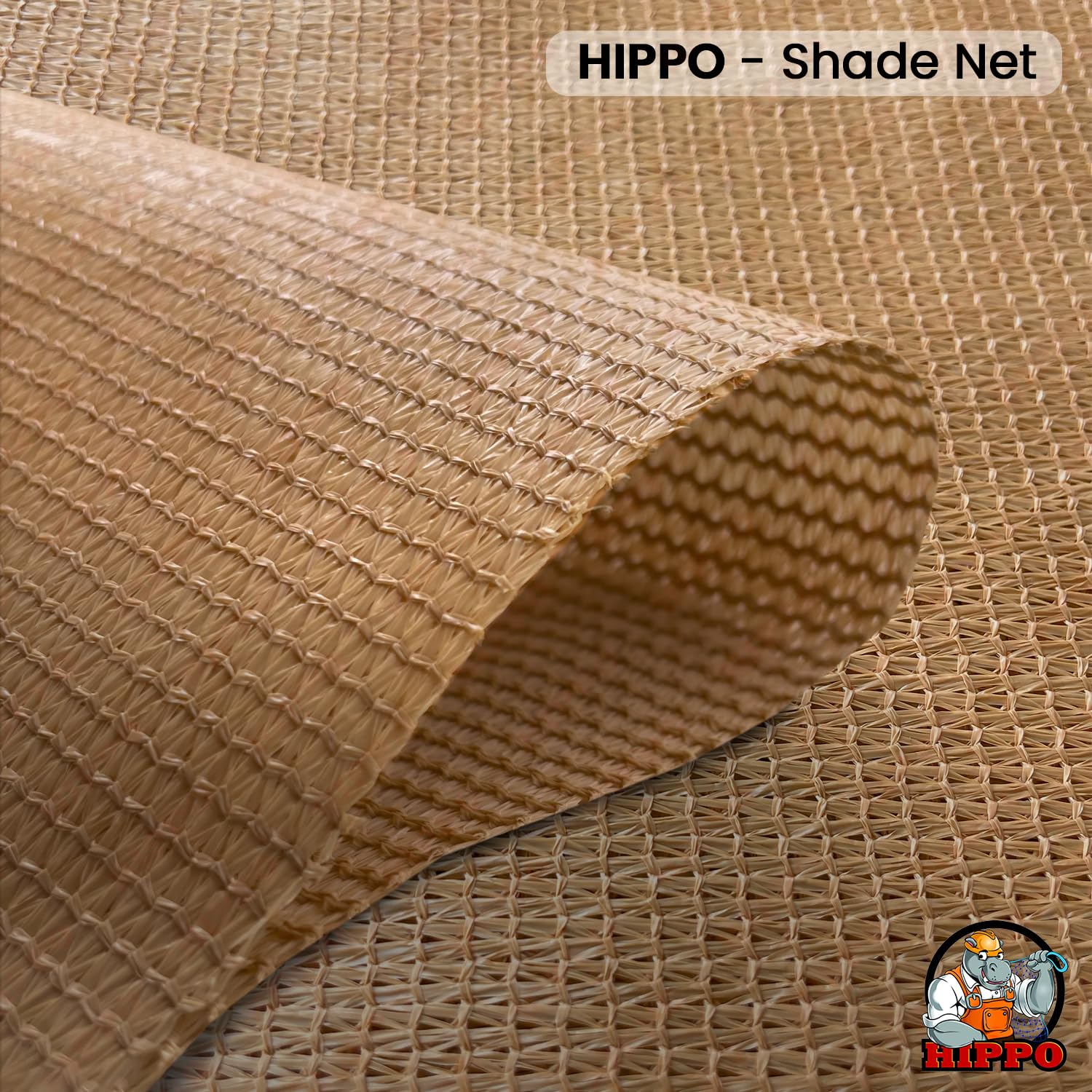 HIPPO Shade Net HDPE Fabric - Provides 85% Sun Blockage & UV Protection - Ideal for Garden, Farming, Agricultural Lands Pack of 1 pc (Beige, 3MTX15MT)