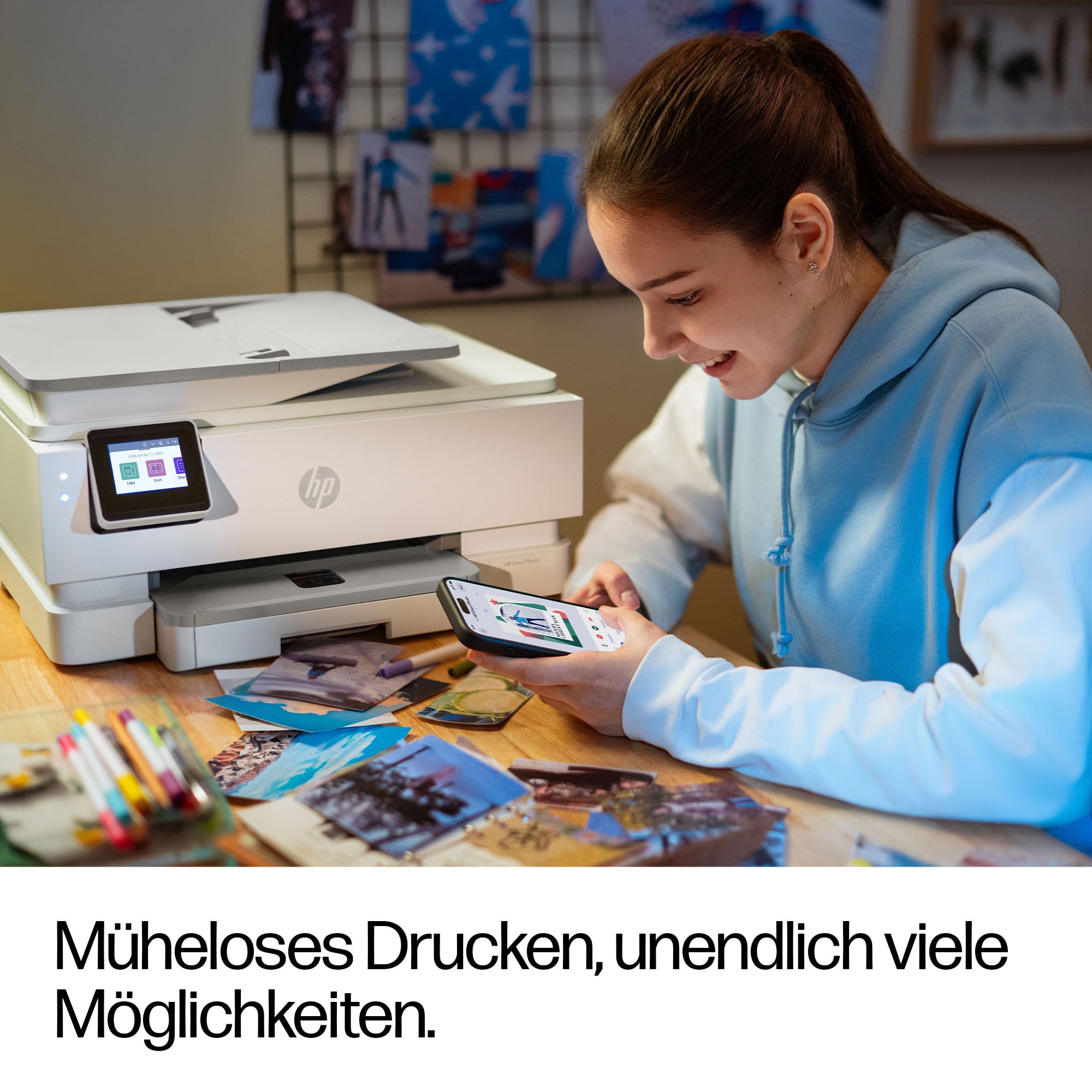 HP Envy Photo 7930 Multifunktionsdrucker, Tintenstrahldrucker, 6 Monate gratis drucken Instant Ink inklusive, Drucken, Scannen, Kopieren, Fotodruck, ADF, DIN A4, WiFi, USB