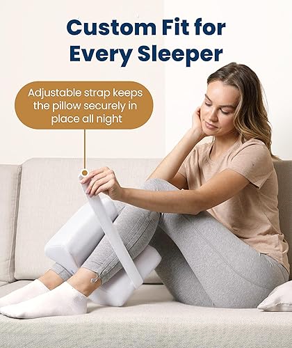 Miniatura 5 de Everlasting Comfort Almohada de rodilla de espuma viscoelástica para personas que duermen de lado, alivio del dolor de ciática, correa ajustable