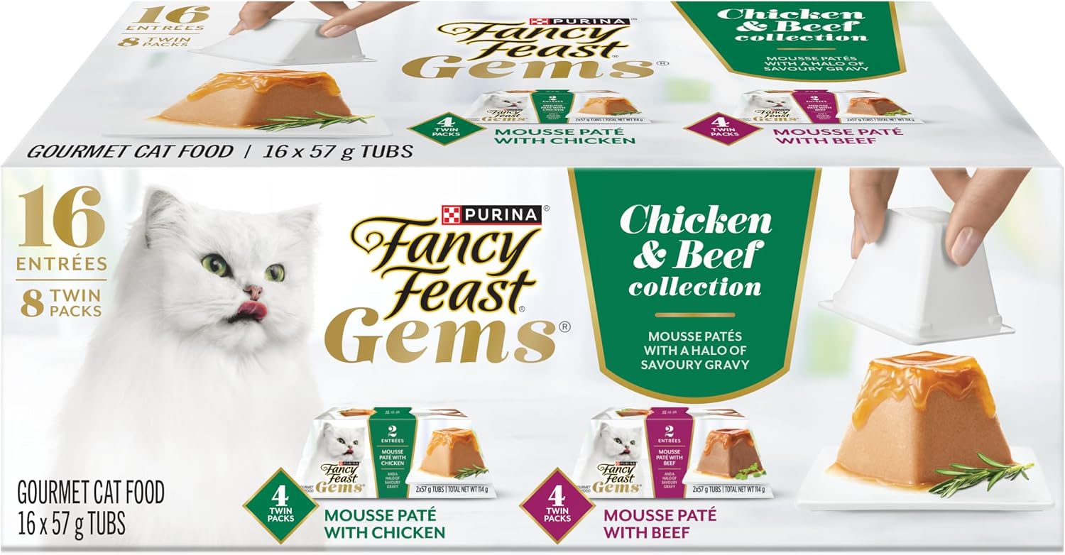 Honest review of Fancy Feast Gems Wet Cat Food, Mousse Pâté Chicken & Beef 57g (2 Pack x 8)