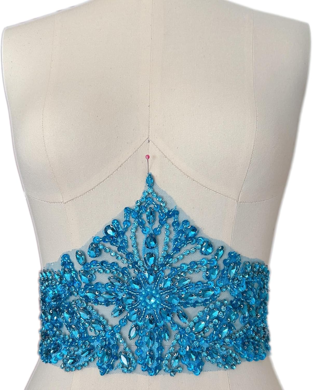 Handmade Rhinestones Lace Applique Trim Patches with Sewing Beads Sequins Glass Stones for Dress Clothing Belt Accessories (Black)