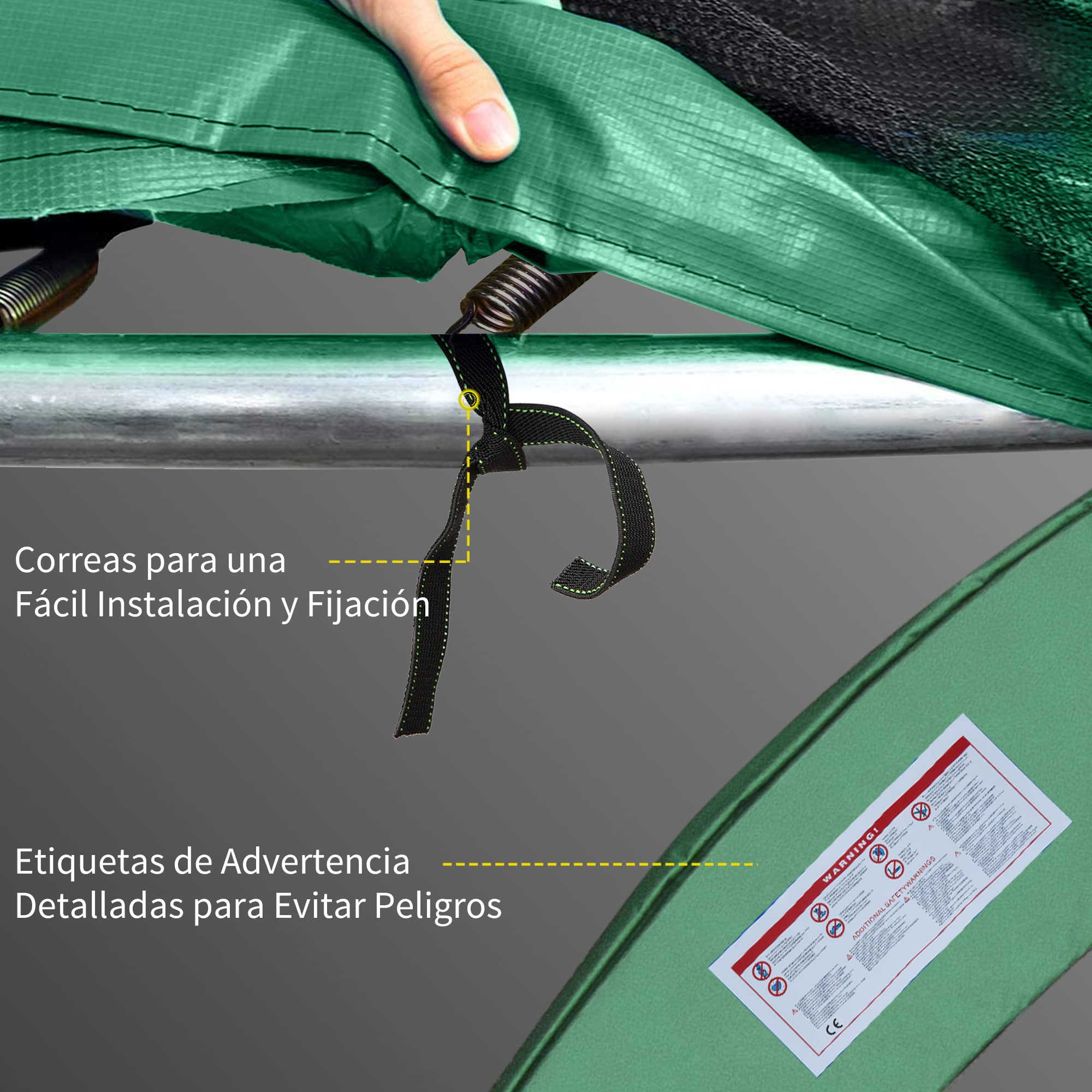 HOMCOM Cubierta de Protección Acolchada Borde de Seguridad para Trampolines Cama Elástica con Diámetro Ø366 cm Verde