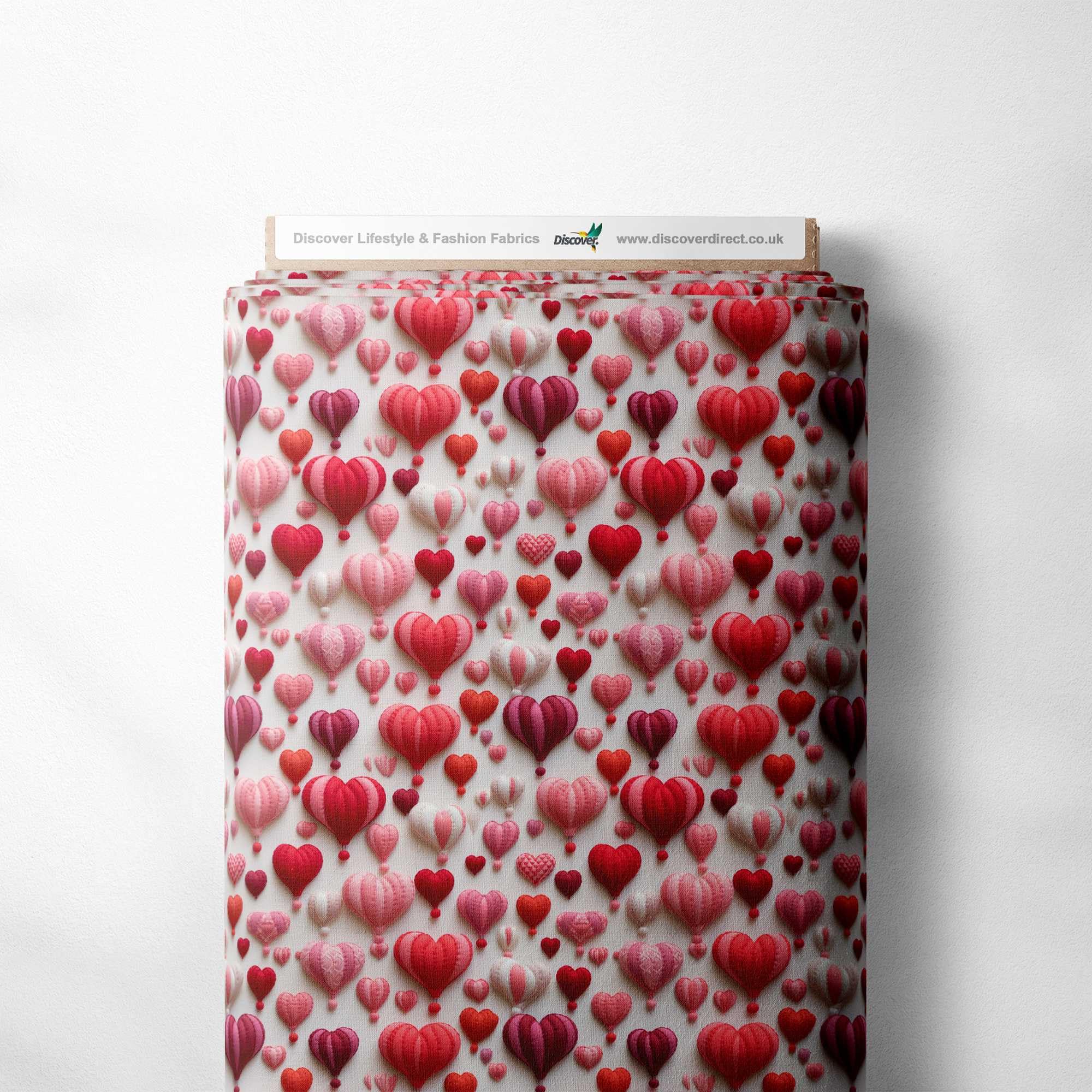 100% Cotton 3D Digital Effect Printed Visual Pattern Novelty Quilting Craft Dress Quality Sewing Fabric Material | 40 Designs | 55" - 140 cm Wide (per Metre, Heart Air Balloons)