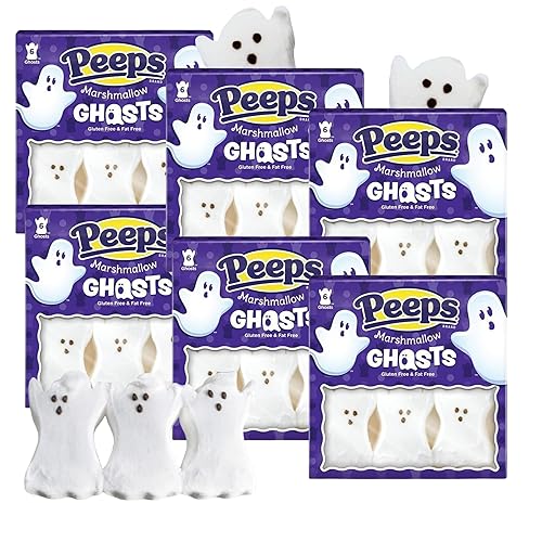 Peeps Ghosts - Postre de caramelo de malvavisco de Halloween, 3 onzas, 6 unidades (paquete de 6)