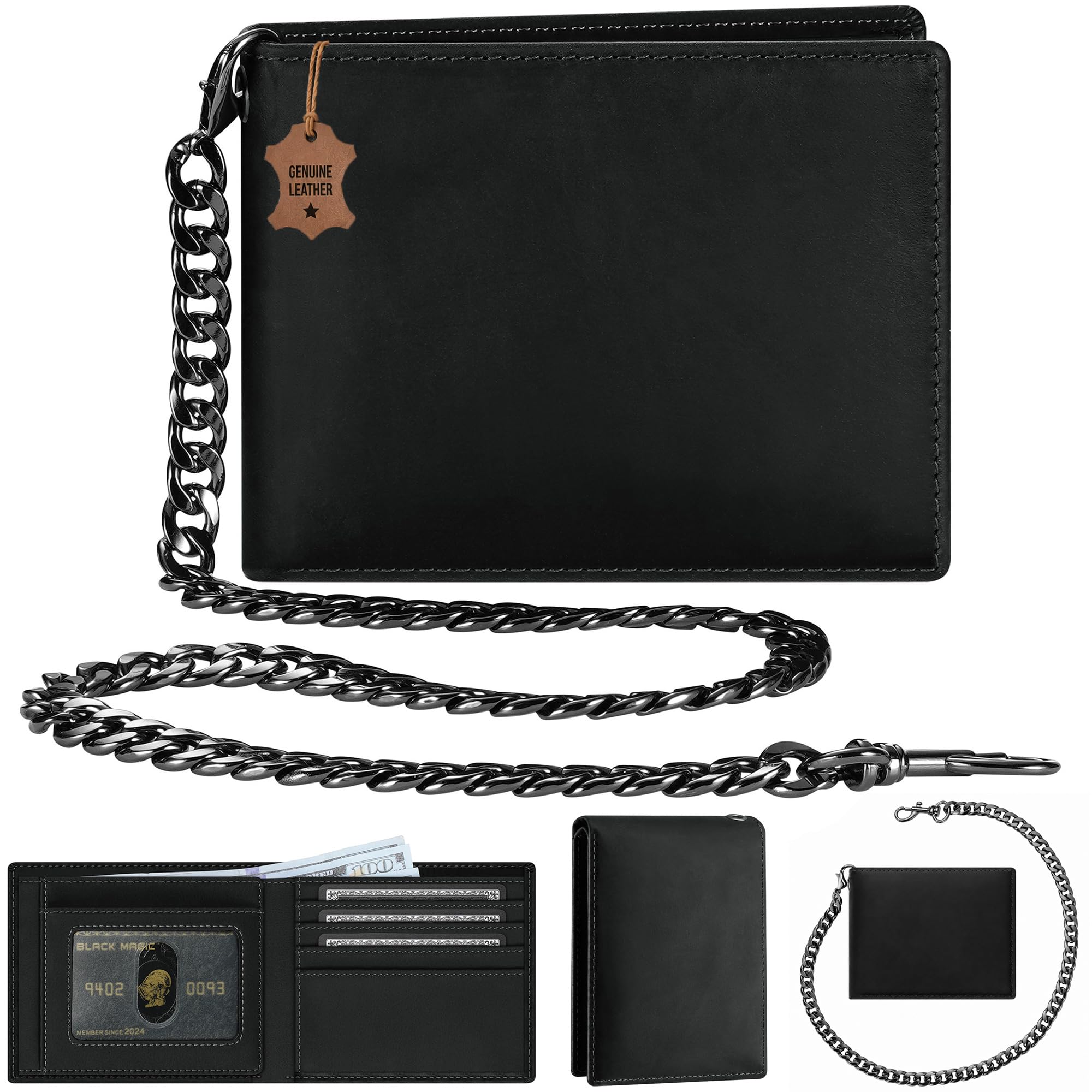 furid Genuine Leather Wallet with Chain for Men: RFID Wallet with AntiTheft Chain