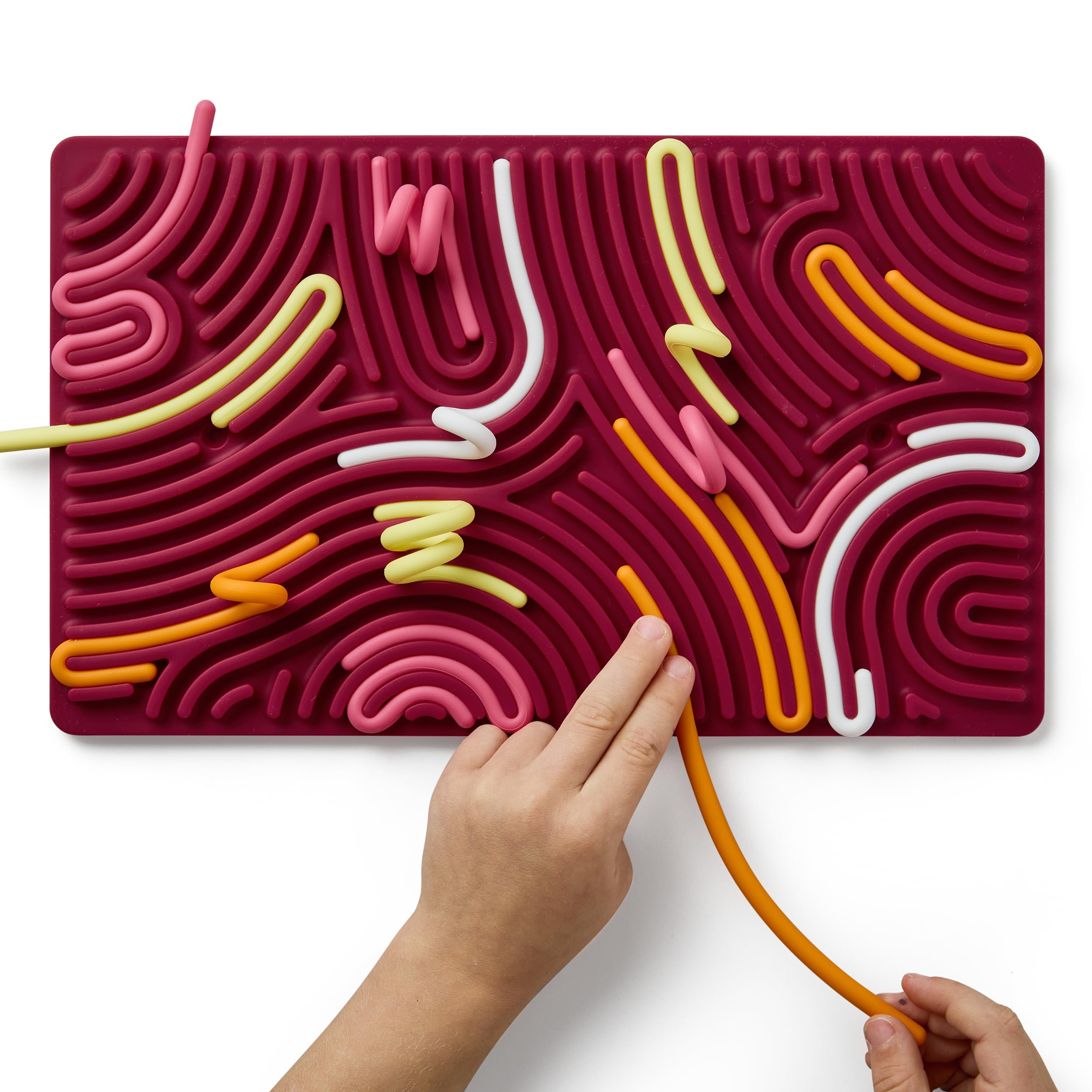 Pushpeel XL Sensory Activity Board - Erweiterbares Silikon Fidget Toy für Stress, Angst, ADHS & Autismus - Modular, Silent, No Mess - Berry