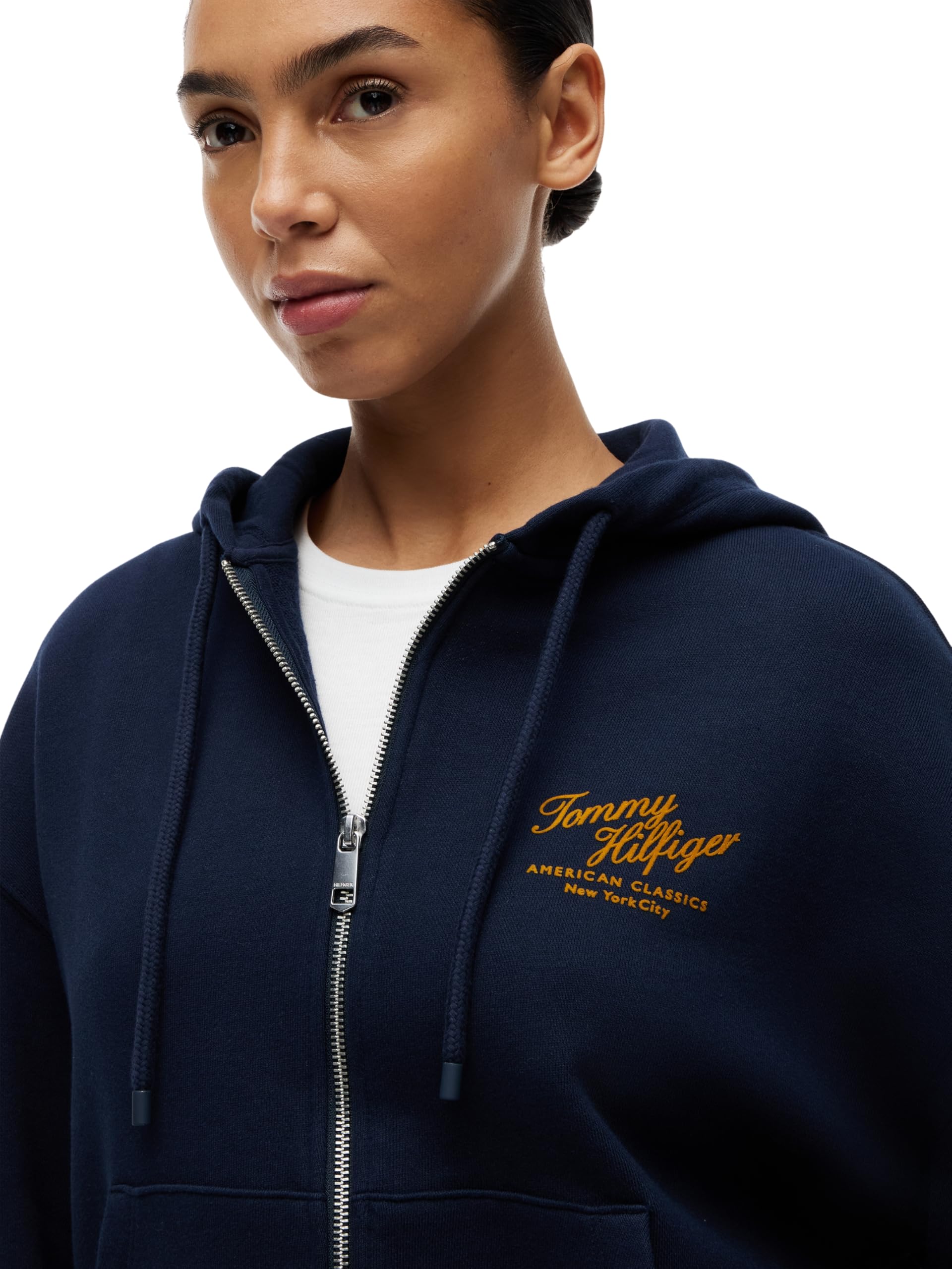 Tommy Hilfiger Mdrn Script Zip Terry Hoodie Ww0ww47845 Sweat à Capuche zippé Femme (Lot de 1)