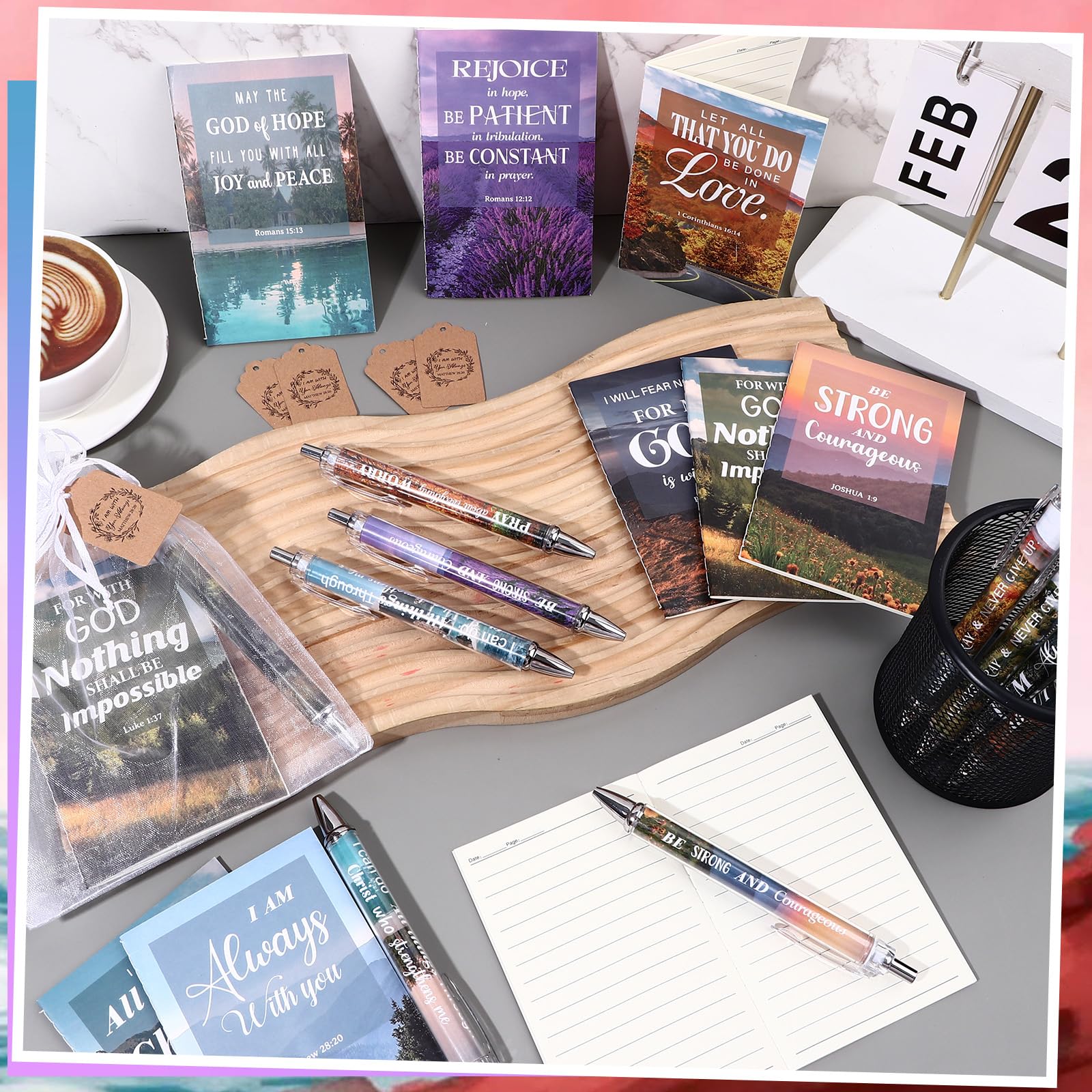 20 Set/80Pcs Christian Gift Including Bible Verse Notebooks Scripture Pens Prayer Tags, Church Journals Notepads Bible Verse Gifts for Women Men Christian Christmas Inspirational Religious Party Gifts - Image 4
