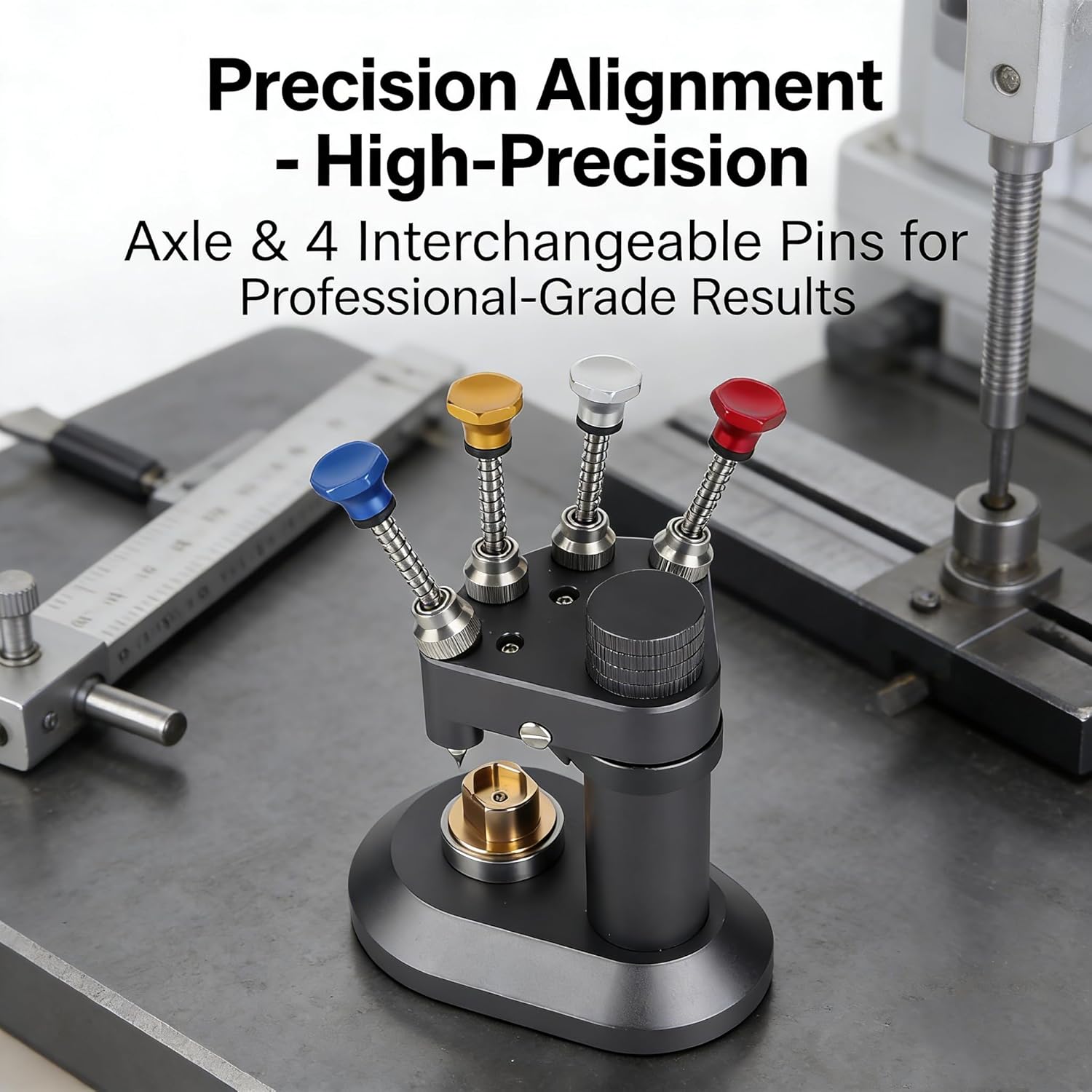 ZJchao 4 Pin Automatic Watch Hands Presser, High Accuracy Aluminum Alloy Watch Hands Setting Tool for Watchmaker with Metal Nozzle