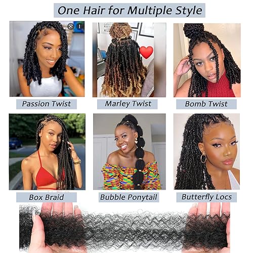 Miniatura 5 de Parceria 8 paquetes de cabello trenzado Marley Twist de 12 pulgadas, resorte afro preesponjado para rastas sintéticas cubanas negras (12 paquetes de