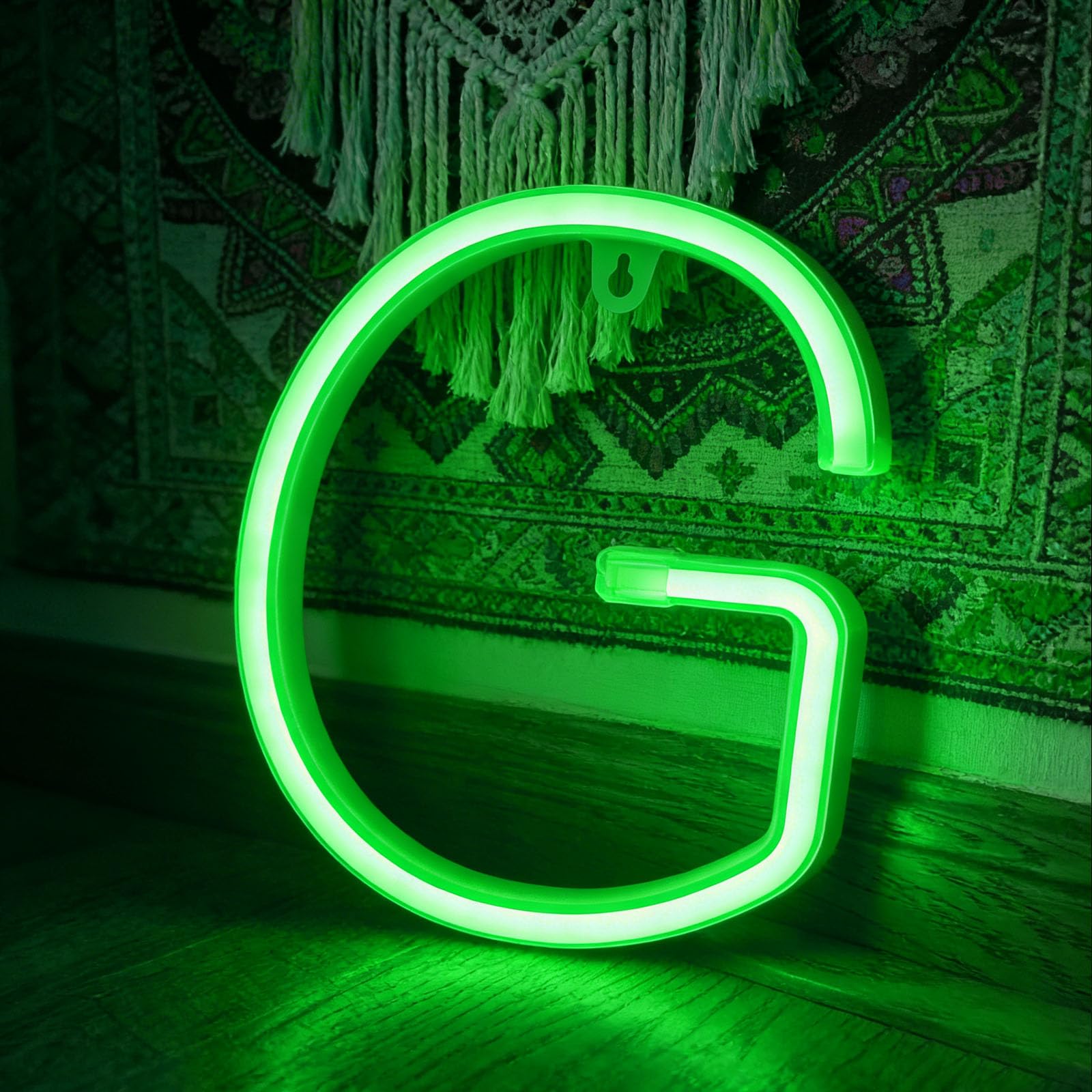 LED Green Neon Letter Signs Night Light Battery or USB Operated LED Marquee Letters Neon Art Decorative Lights Wall Decor for Indoor Outdoor Garden Camping Festival Home Wall Table Decor（ G） — image 1