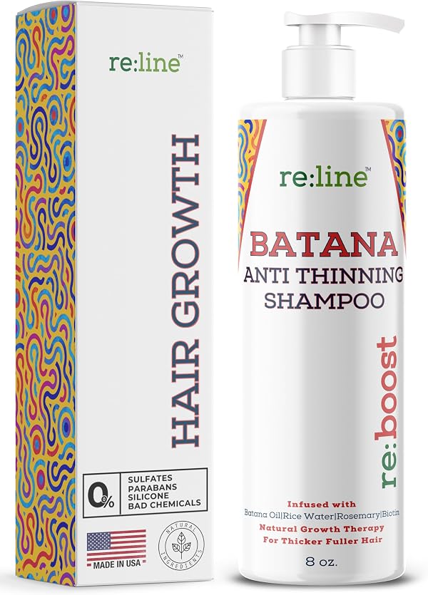 Batana Oil Shampoo for Hair Growth & Thickness - Thickening Shampoo for Thinning Hair for Women & Men with Biotin Rosemary Saw Palmetto & Rice Water - Color Safe, Sulfate & Paraben Free - 8 Fl Oz