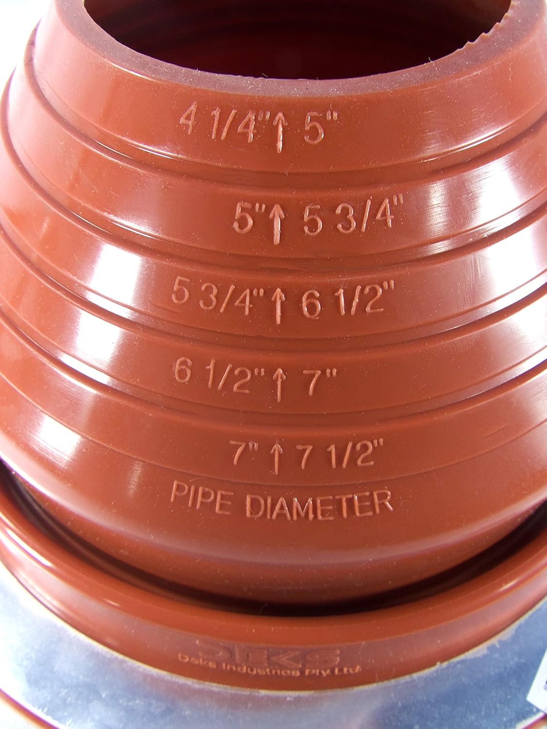 Dektite #5 Red Silicone Metal Roof Pipe Flashing, High Temp, Round Base, Pipe OD 4-1/4" - 7-1/2"