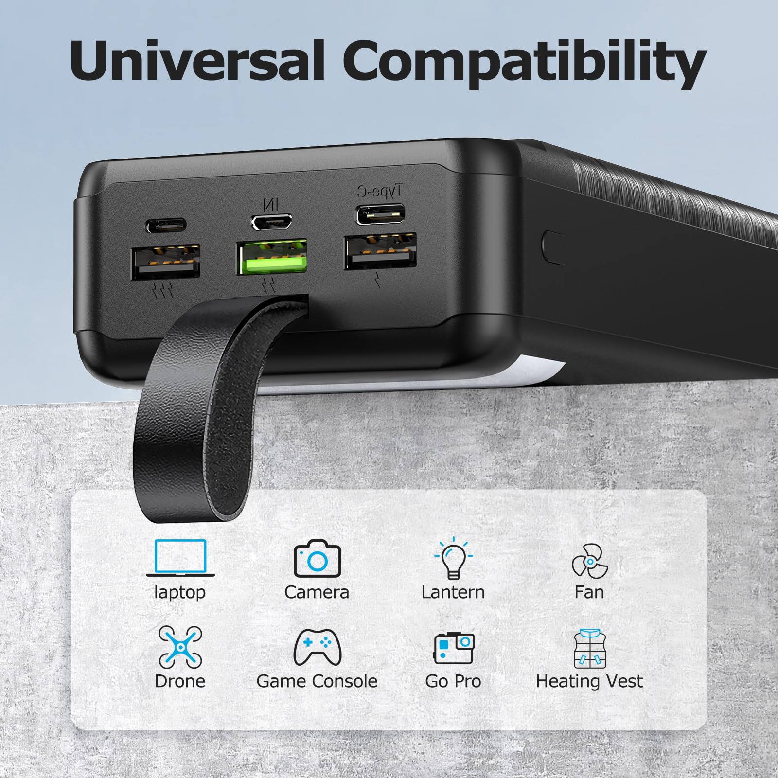 Power Bank 60000mAh 22,5W Schnellladung Tragbares Ladegerät USB-C Schnellladung mit 4 Ausgängen & 3 Eingängen LED-Display Riesige Kapazität Externe Akku für die meisten Elektronikgeräte auf dem Markt.