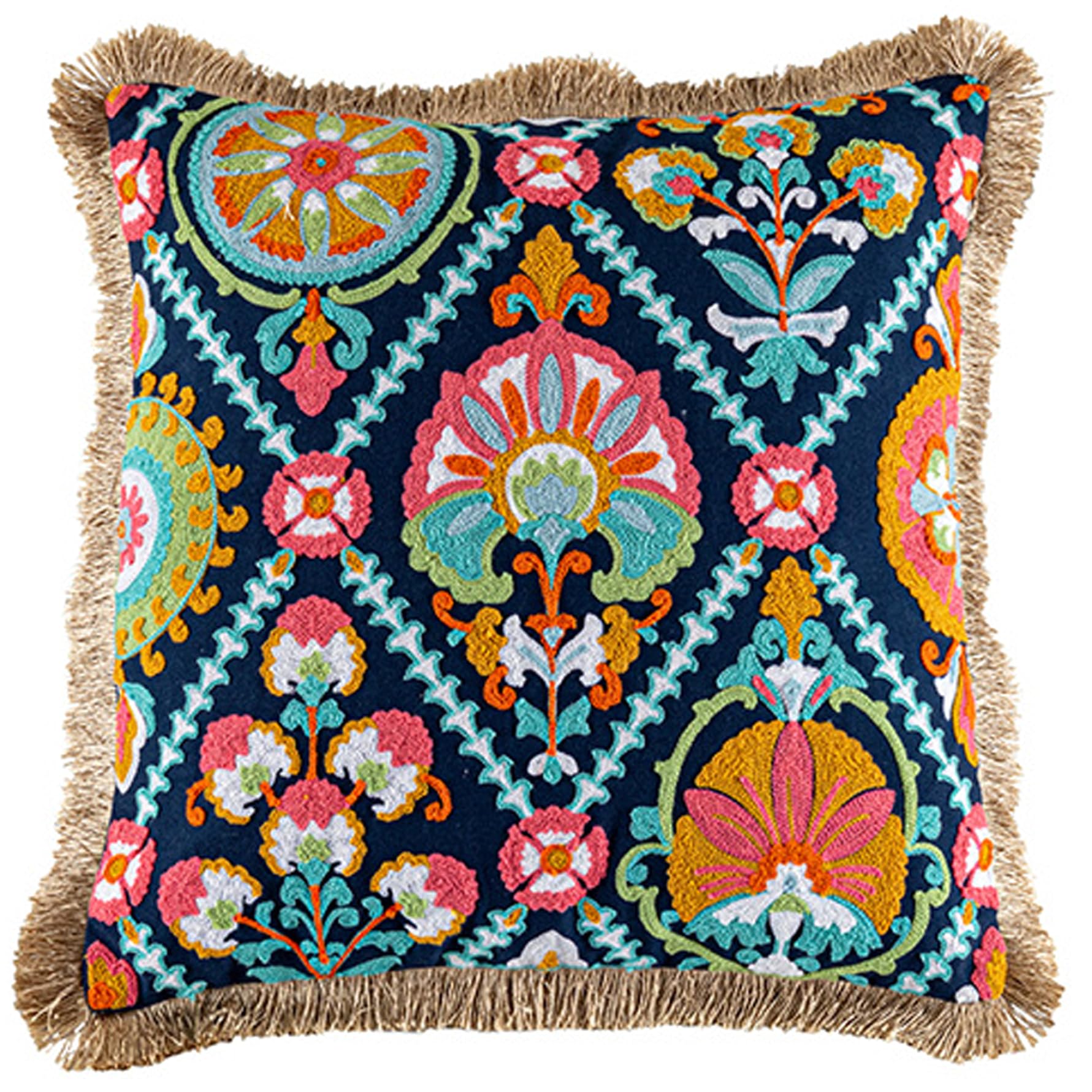 Housses de coussin brodées vintage pour rénover un canapé usé