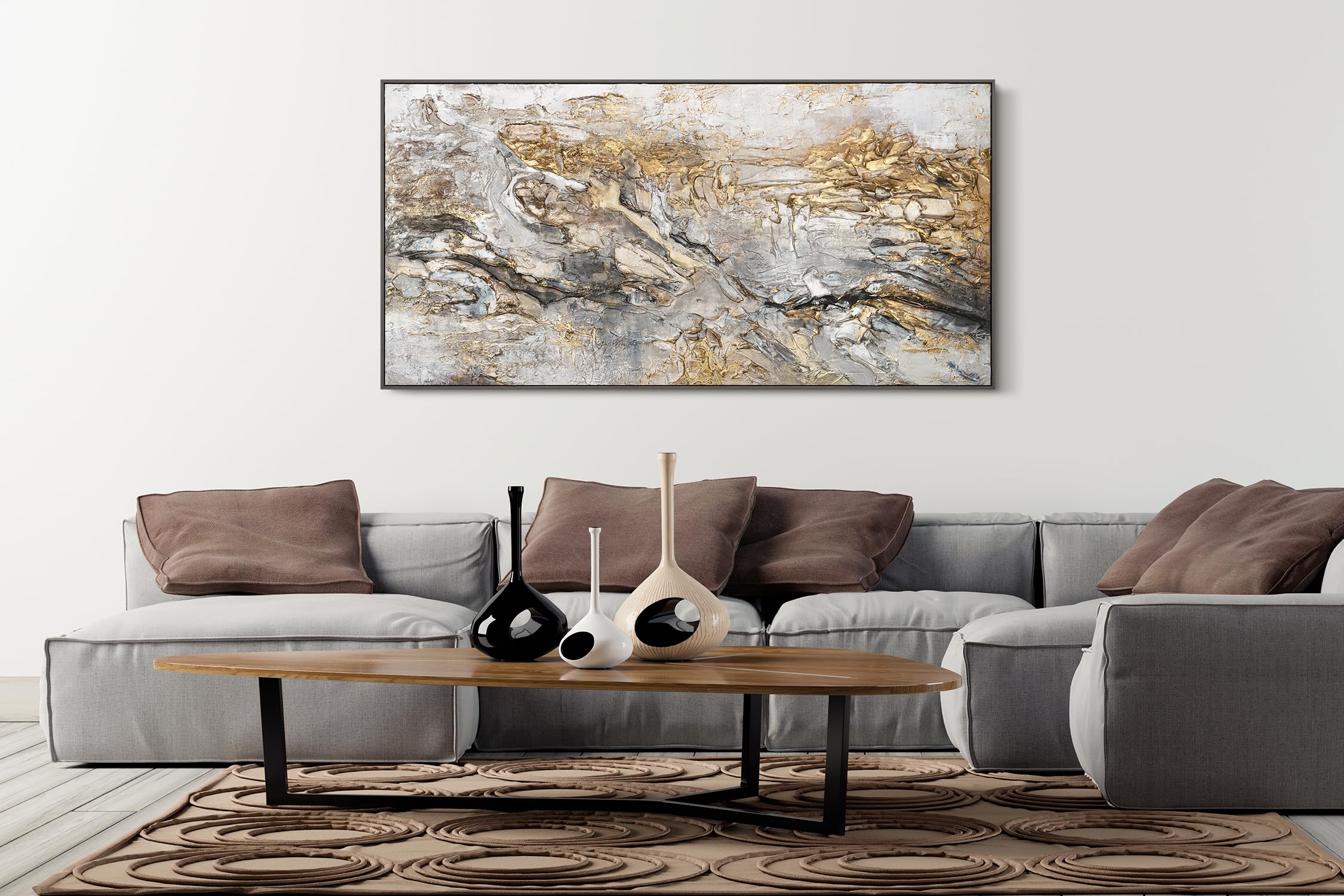 YS Tableau mural peint à la main Lueu | Peinture sur toile moderne pour la décoration intérieure Art Tableau peinture fait main | Peintures peintes à la main DL029 (200x100cm)