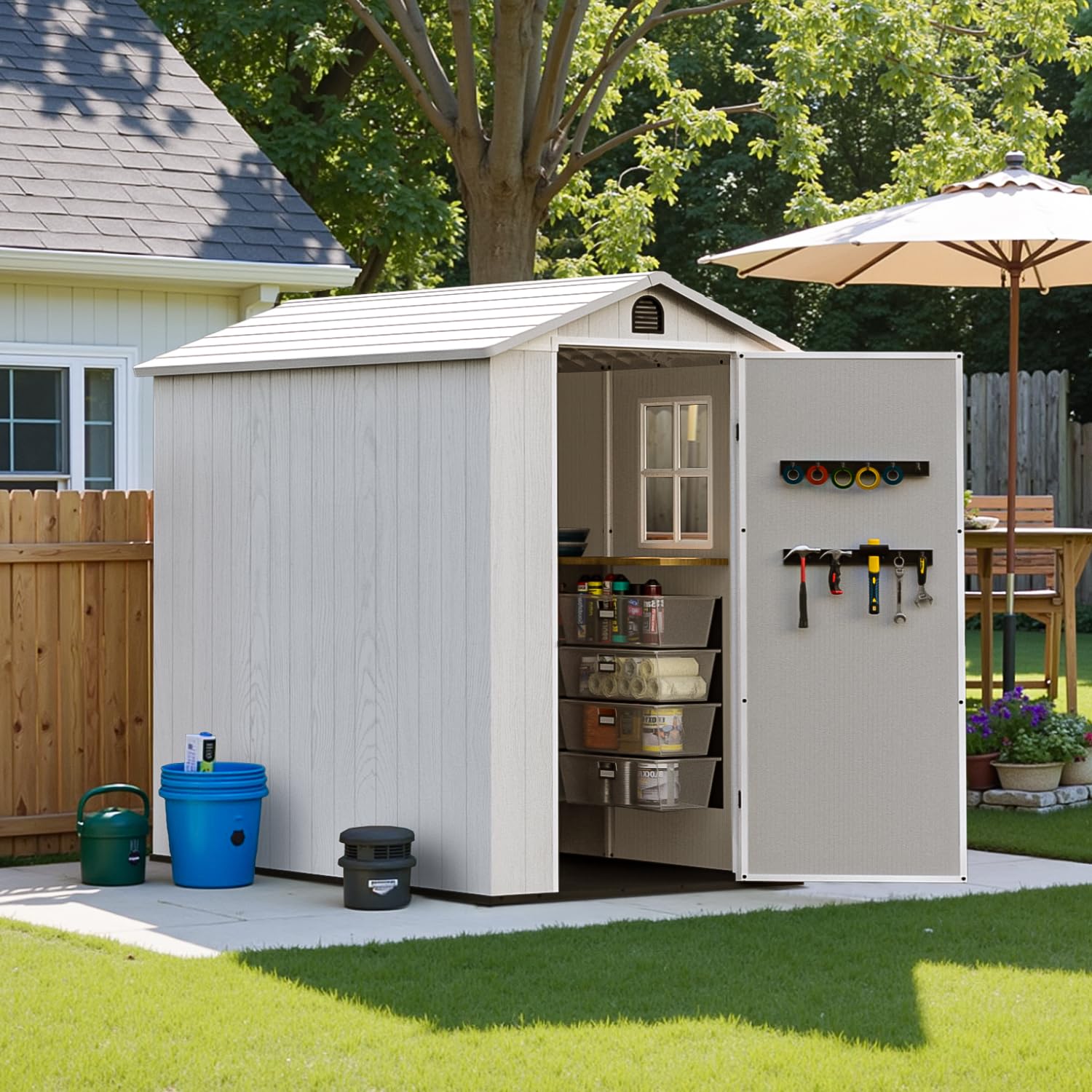 Amazon.com : Patiolife 4 x 6 FT Plastic Shed for Outdoor Storage