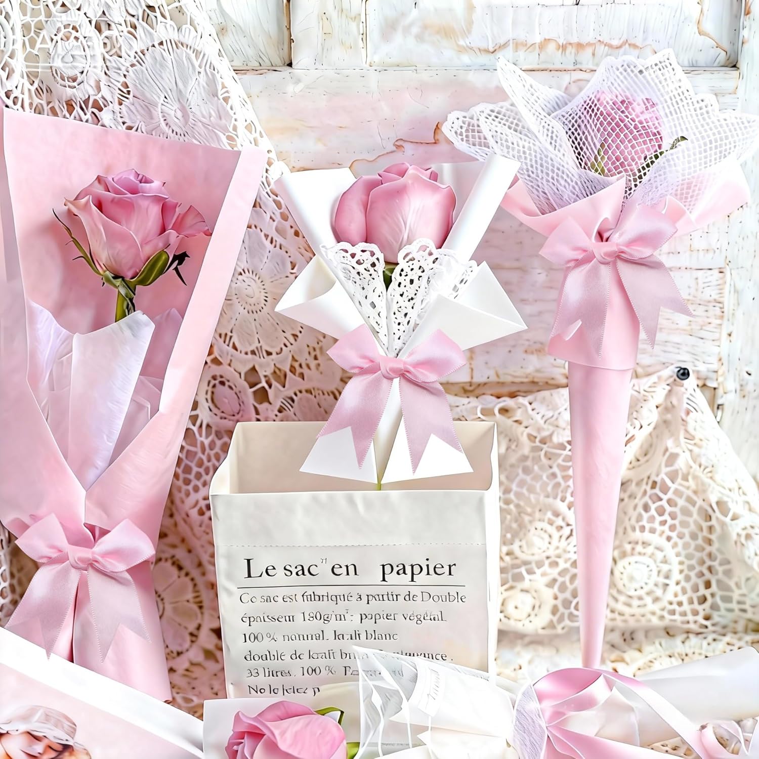 50pcs Pink Satin Gift Bows, 3.3" with Twist Ties, Small Mini Ribbon Bows for Gift Wrapping, Wedding, Baby Shower, Birthday, Christmas, Party Decorations, Treat Bags, DIY Crafts, Bow Decor - Image 6