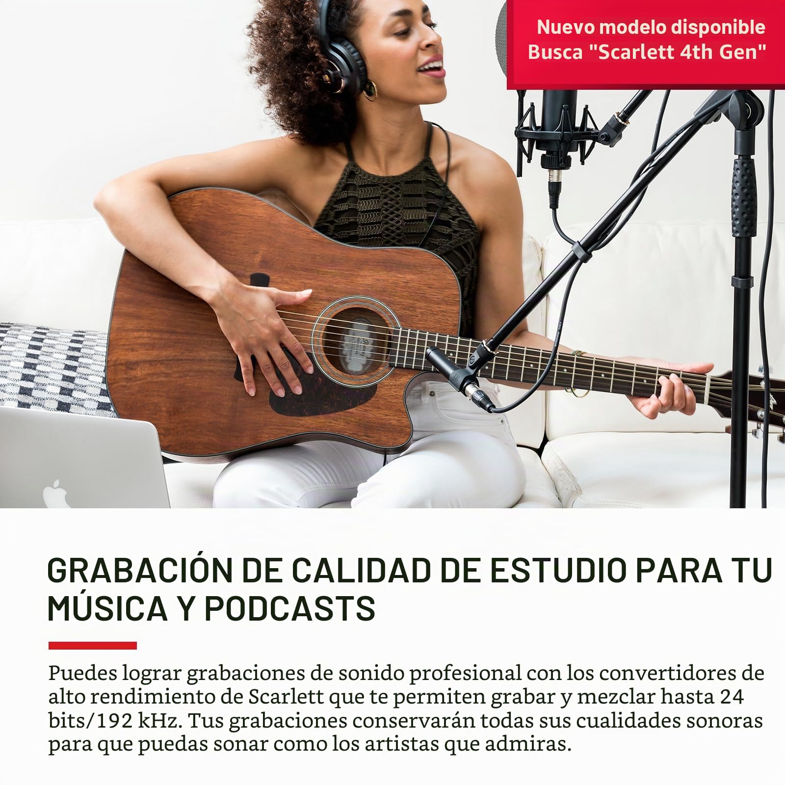 Scarlett 2i2 Studio 3rd Gen, Interfaz de Audio, Micrófono de Condensador y Auriculares, USB