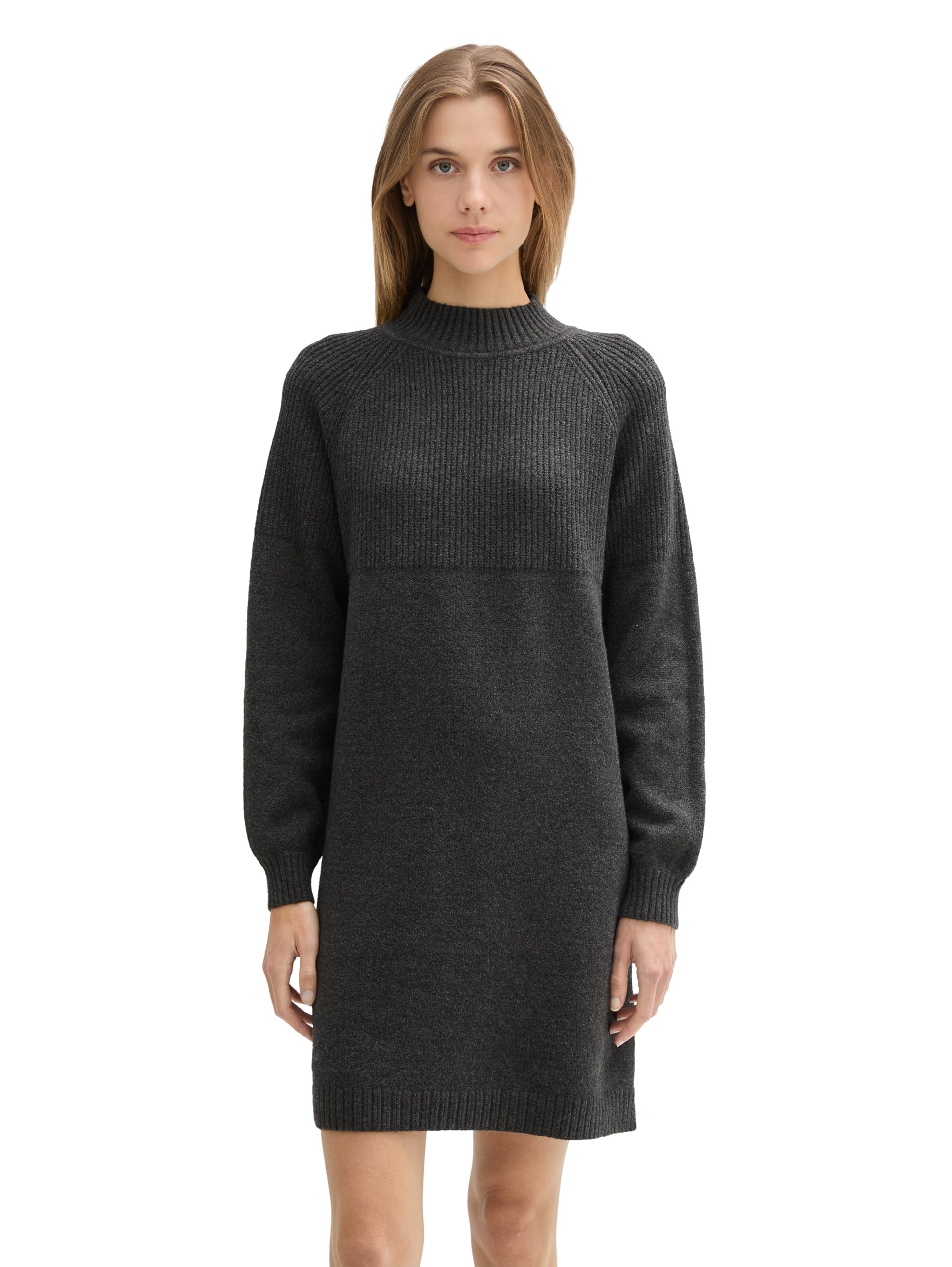 Tom Tailor Denim Damen 1043984 Mini Strickkleid mit Stehkragen