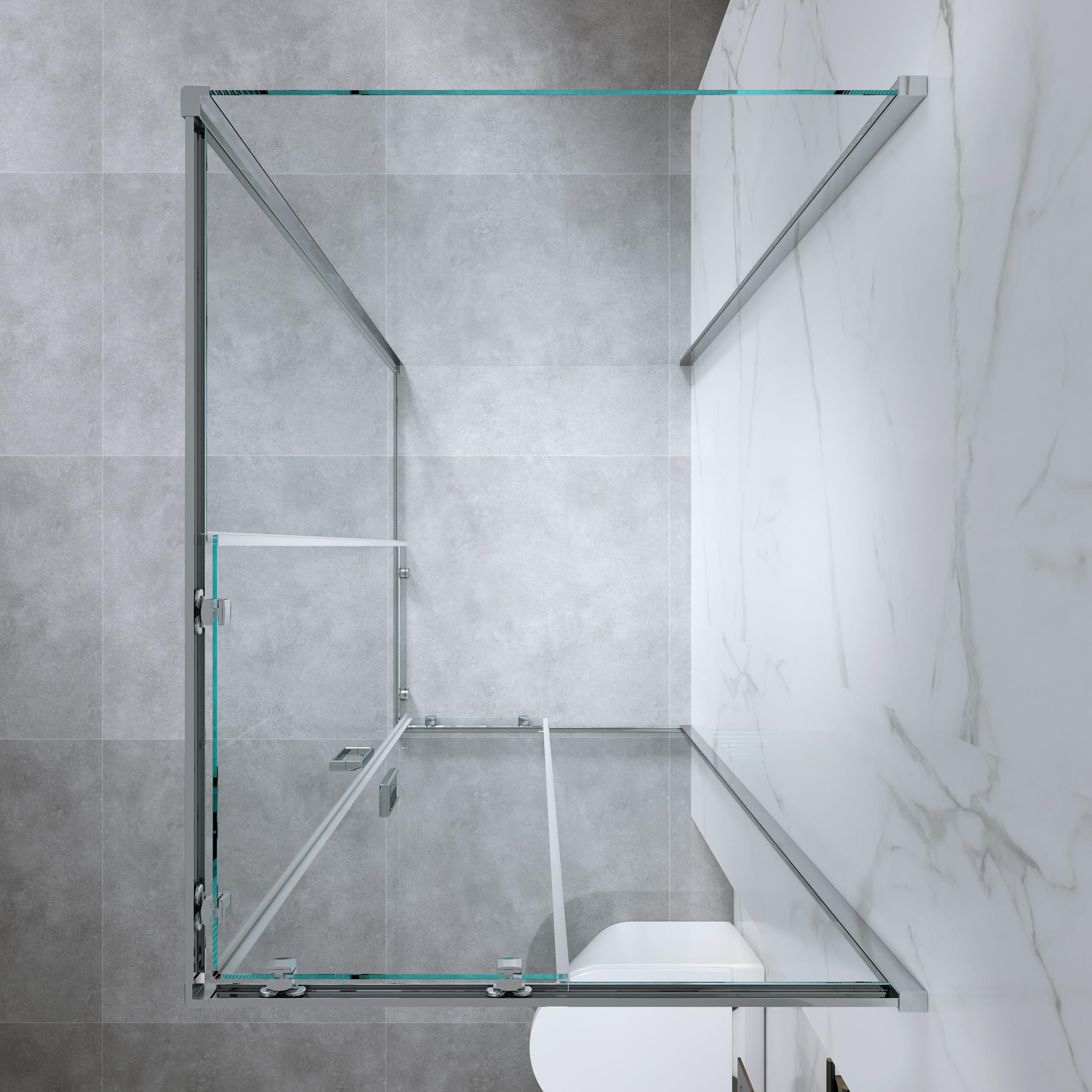Box Doccia 3 Lati 70x90x70 cm x h185 - Cabina Doccia Scorrevole in Cristallo Temperato 6mm Trasparente, Profilo Cromato, Guarnizioni Antigoccia, Chiusura Magnetica e Maniglia ABS - Mod. Kiro
