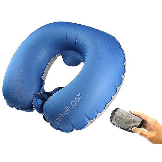 TREKOLOGY Inflatable Neck Pillows for Travel Pillow for airplanes Airplane Pillow for Neck Support Sleeping Travel Neck Pillow Airplane Travel Essentials Car Pillow Flight Plane Pillow Piercing Pillow