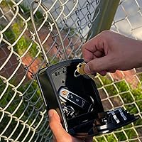 Vista 4 de Iron Lock Caja de bloqueo de llave portátil con grillete de cable y montaje en pared, caja de metal resistente al agua para llaves con código