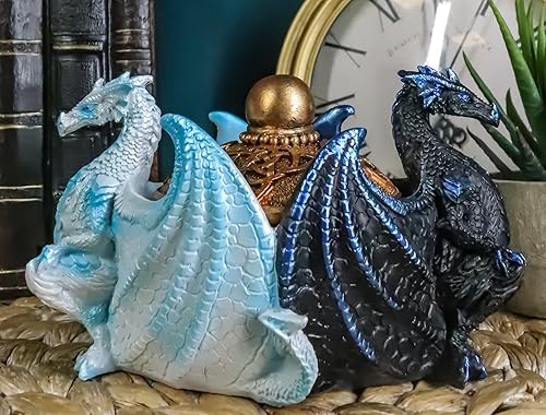Miniatura 2 de Ebros Gift Noche y día contrastando dragones duales custodiando celta Trinidad Knotwork Caldero decorativo joyero estatua medieval alada alquimia