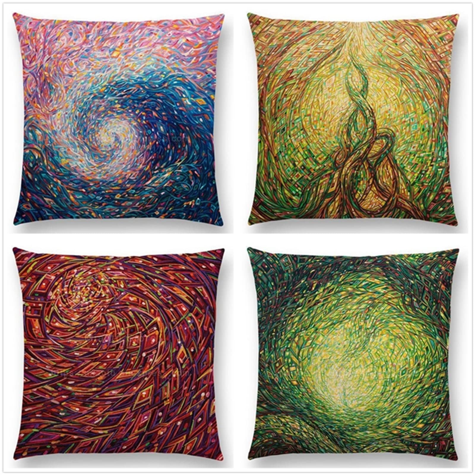 Fundas Cojines Sofa 60x60cm, Fundas de Cojines Modernas Juego de 4 Funda de Almohada Elegantes Decorativa para Sofá Coche Cama Sillas Muebles de Salon Cojines Sillas Jardin Cielo Abstracto Árbol