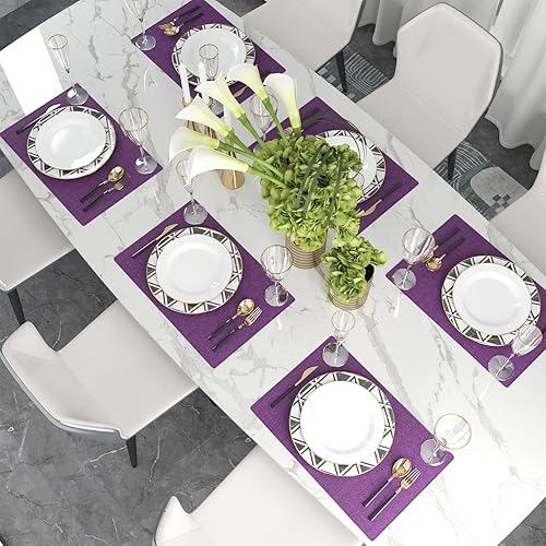 Miniatura 6 de Juego de 4 manteles individuales de lino sintético suave de 12 x 18 pulgadas, resistentes al calor, manteles individuales para mesa de comedor,