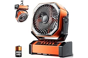 Camping LED Fan with Light, 20000mAh Rechargeable Battery Powered, Best Portable Fan...
