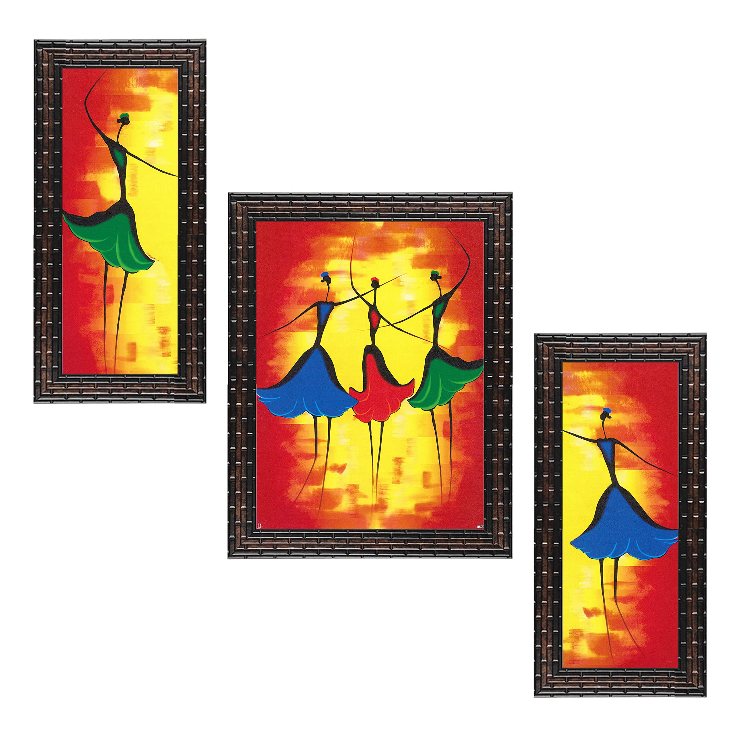 Indianara 3 Pc Set Of Still Life Paintings Without Glass 5.2 X 12.5, 9.5 X 12.5, 5.2 X 12.5 Inch (6 X 13, 10.2 X 13, 6 X 13 INCH, Copper Brown)