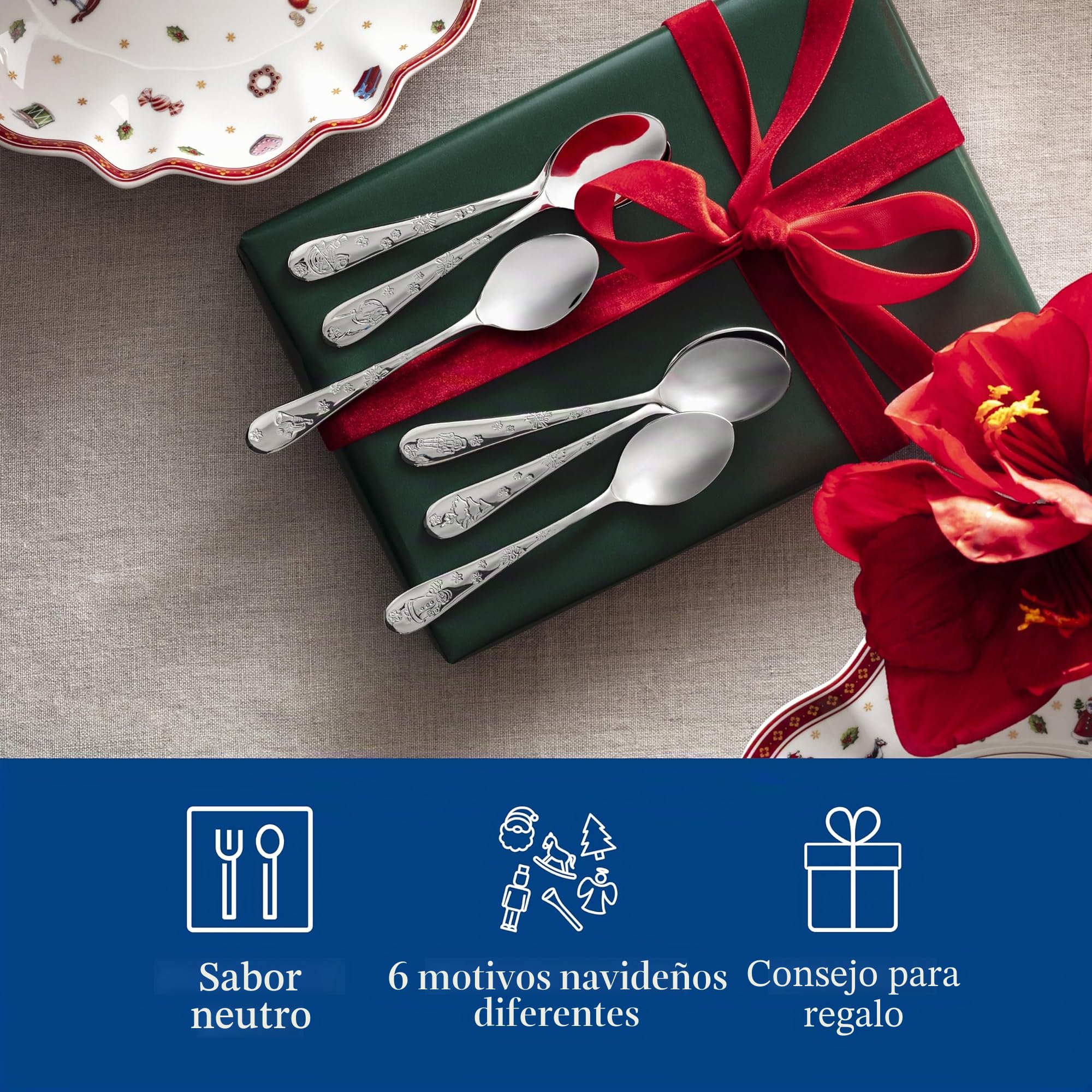Villeroy & Boch – Toy's Delight set de cucharillas de café, 6 piezas, para 6 personas, apto para lavavajillas, inoxidable, cubertería, juego de cucharas, cubiertos de acero inoxidable