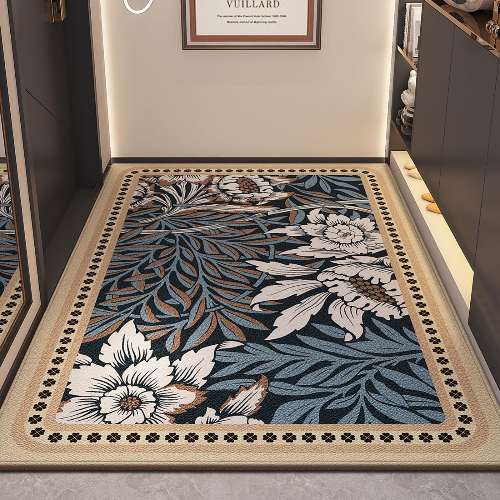 Tapis entrée intérieur floral pour embellir votre cuisine et couloir