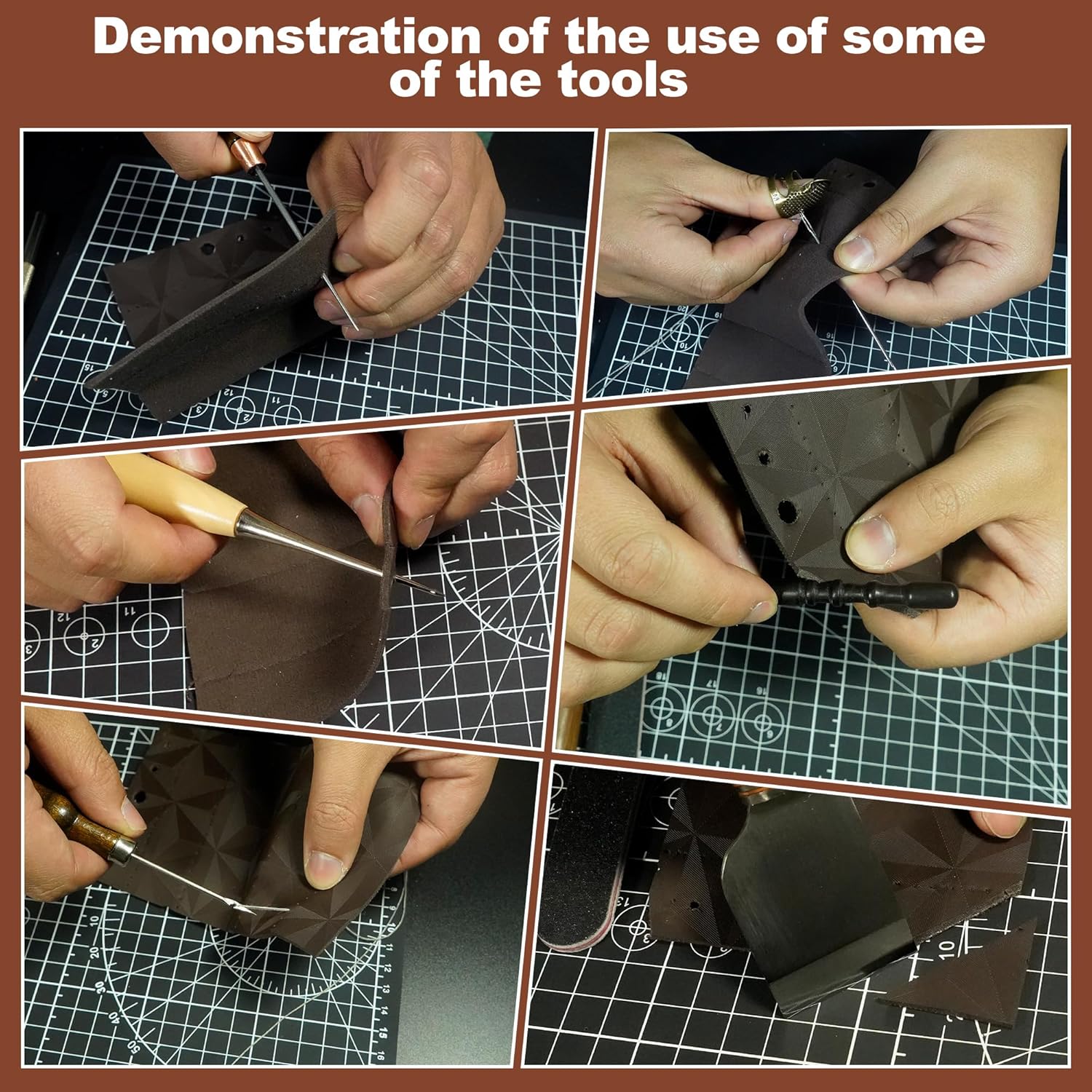 FIOQE Leather Tooling Kit Leather Craft Tools Leatherworking Kit 588Pcs DIY Set with Handbag for Bag Belt Wallet Engraving Punching Sewing Stamping Tools Professional