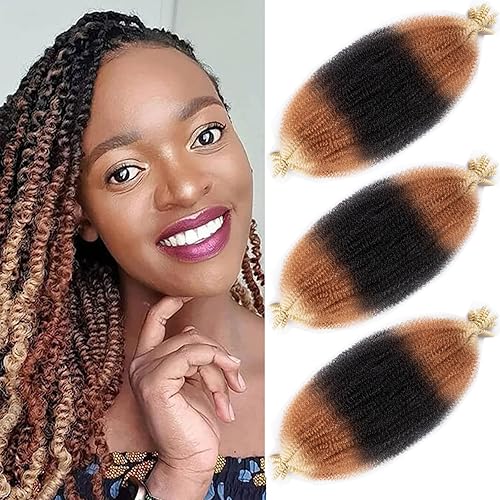 Miniatura 1 de Cabello afro trenzado preseparado de 18 pulgadas, paquete de 3 paquetes de rizos naturales preesponjosos, perfectos para cabello de ganchillo