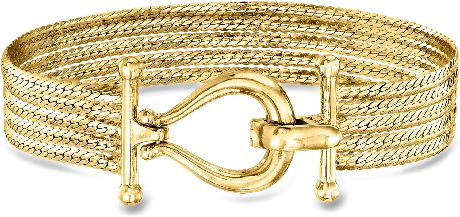 Ross-Simons 18kt Gold Over Sterling Multi-Strand Cuban-Link Bracelet