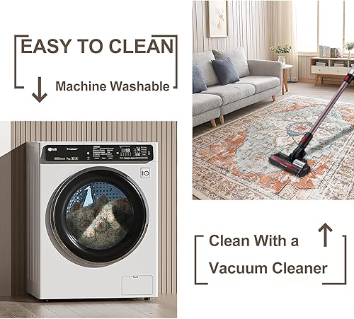 Miniatura 7 de BESTSWEETIE Alfombra vintage de ladrillo para dormitorio y sala de estar, alfombra lavable de 8 x 10 pies