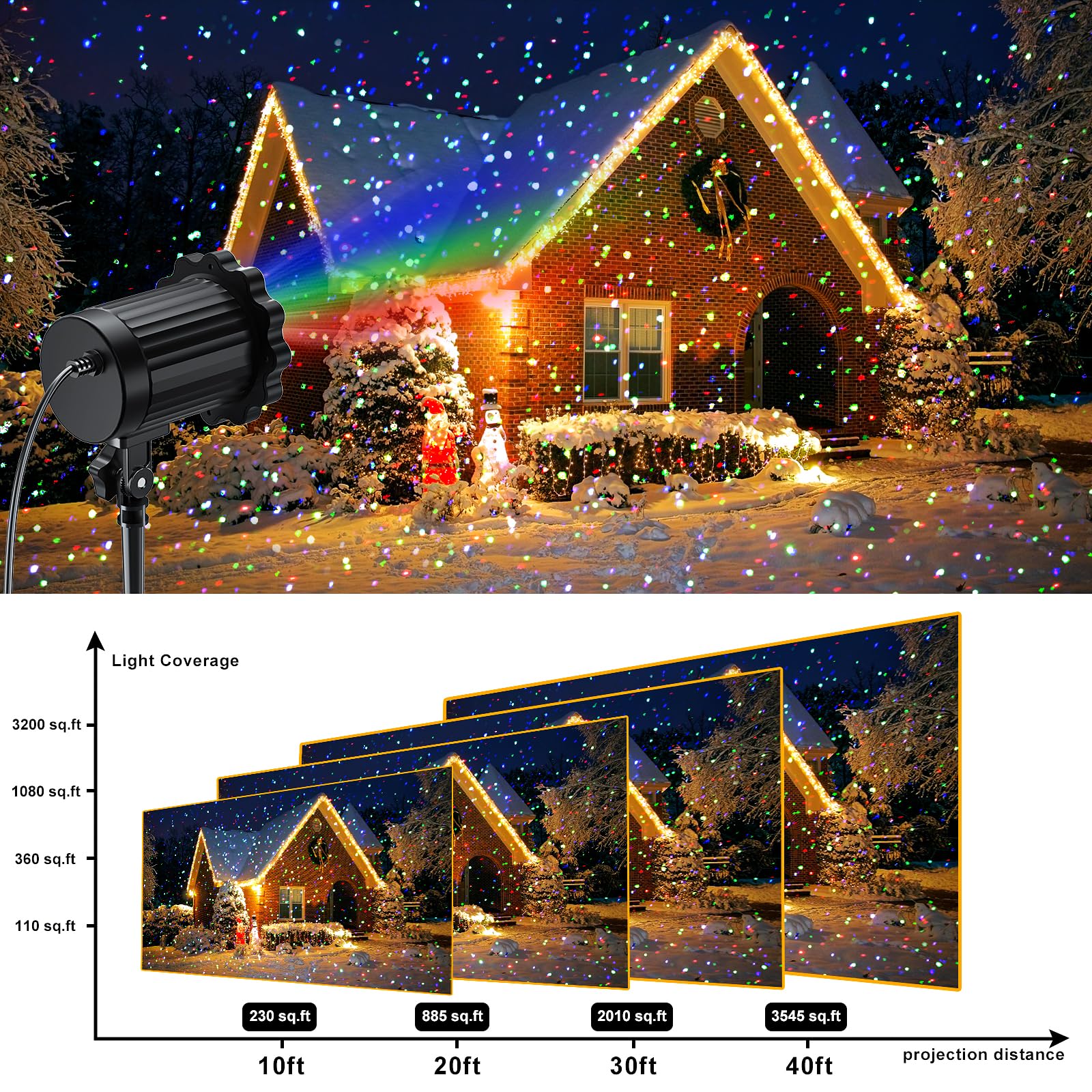Projecteur laser RVB pour l'extérieur, 3 couleurs de luciole | Projecteur laser mobile de Noël avec télécommande, étanche, décoration de vacances pour Halloween, Noël, fête, arbres, jardin