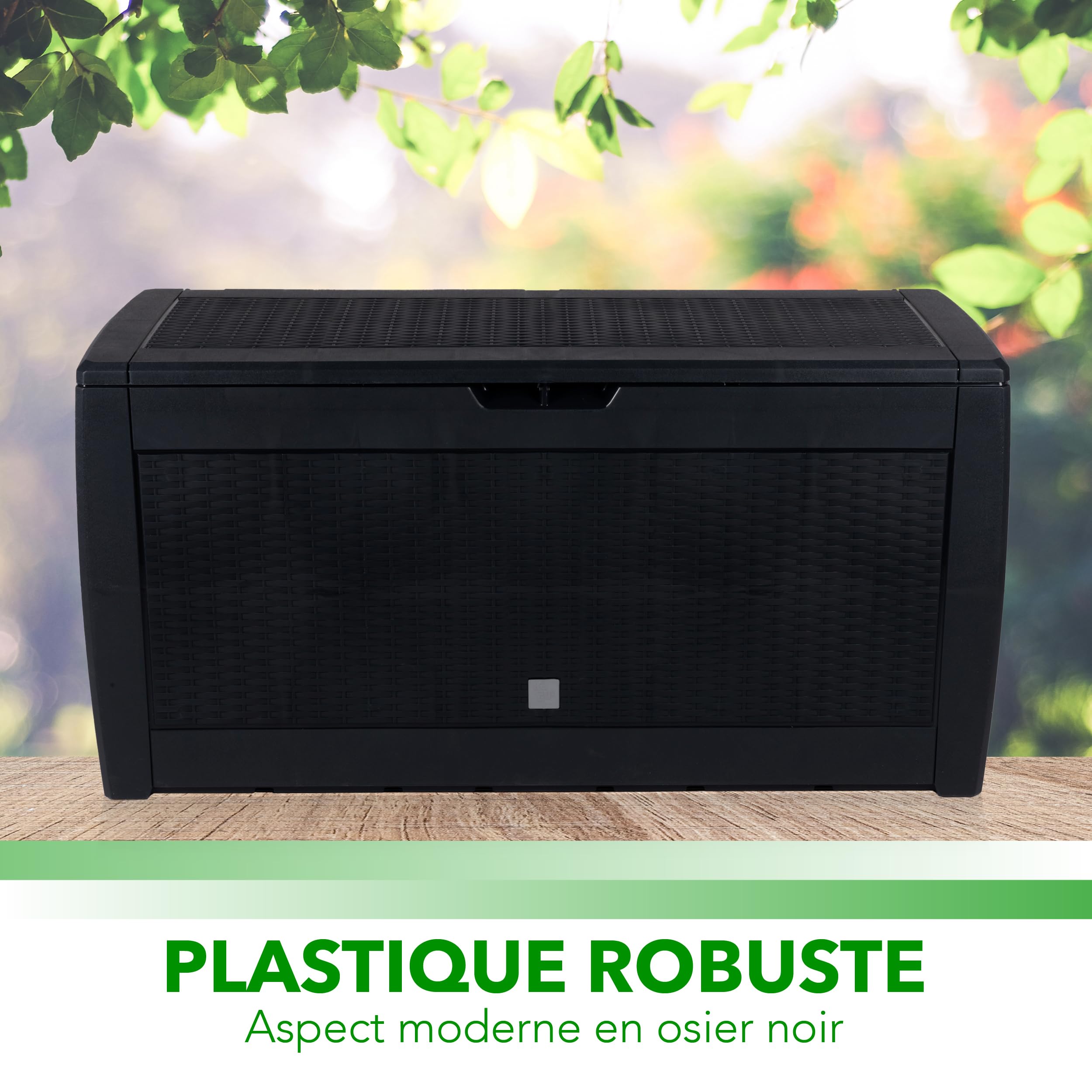 Lifetime Garden Coffre de Jardin Exterieur avec Couvercle - Coffre de Rangement - Coffre Extérieur de Jardin en Plastique 310L - Coffre de Jardin 119x48x60cm - Coffre à Coussins Étanche - Noir