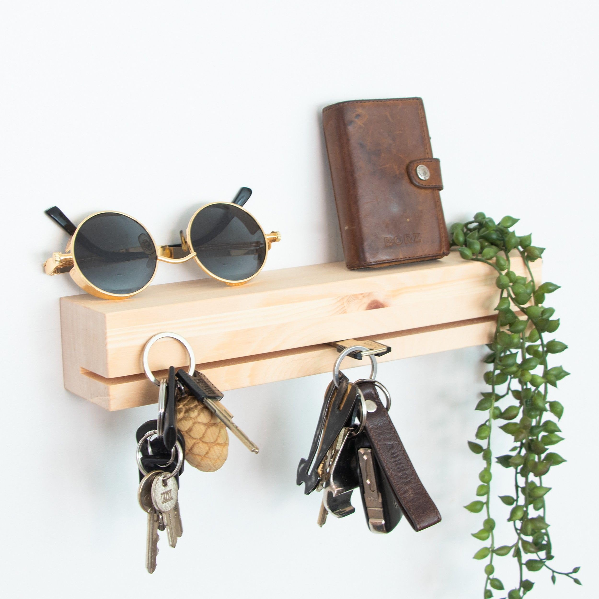 Schlüsselboard Ablage aus Zirbenholz | Schlüsselablage mit Magnet | BHT ca. 30cm x 5cm x 5,5cm | Schlüsselleiste - Wandorganizer - Aufbewahrung - Schlüsselbrett