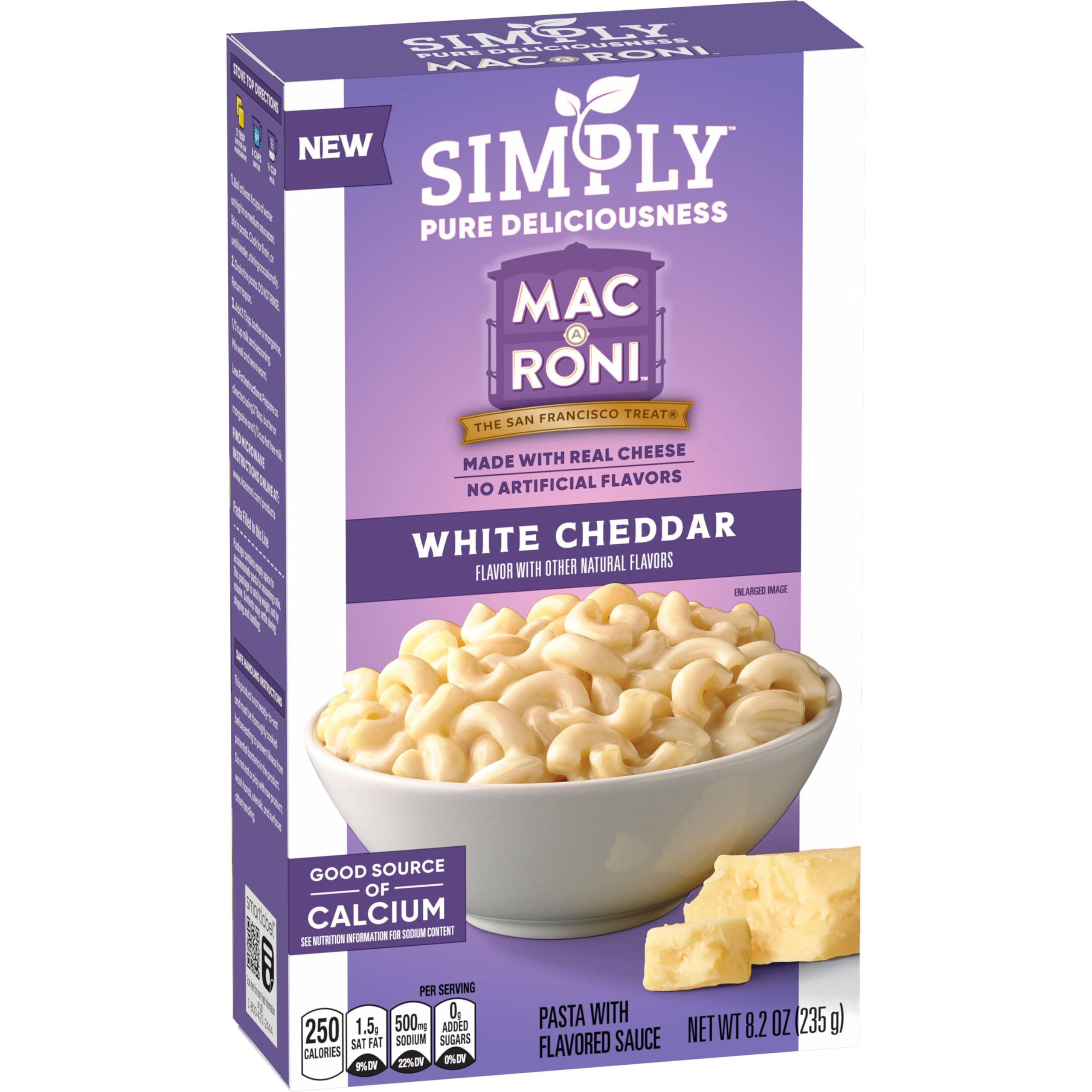 Simply Mac A Roni, White Cheddar Macaroni and Cheese, 8.2 oz Box