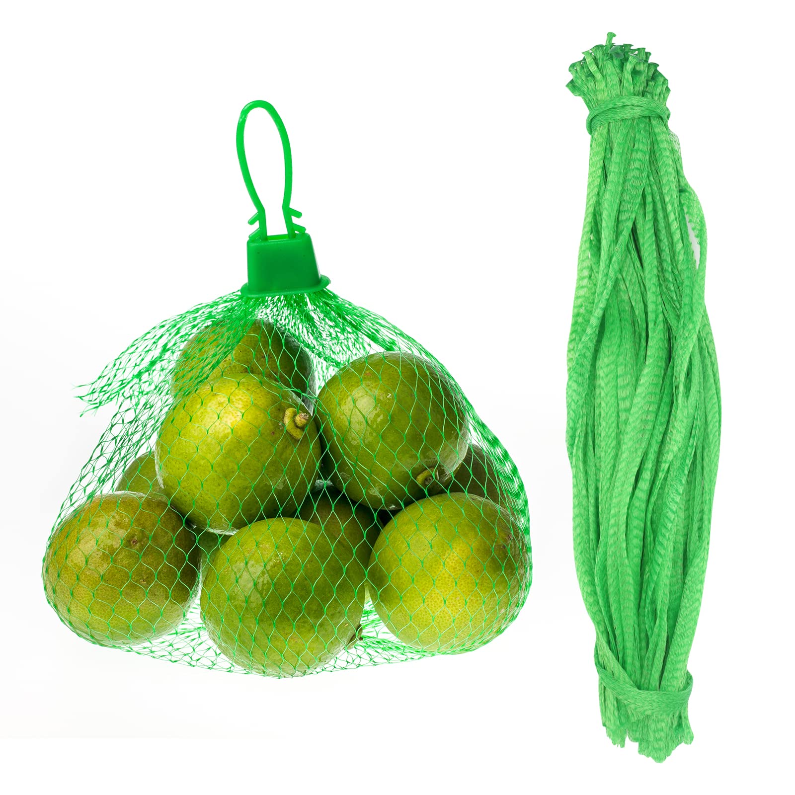 Lot de 100 sacs en filet réutilisables pour ranger les œufs, fruits et noix, vert